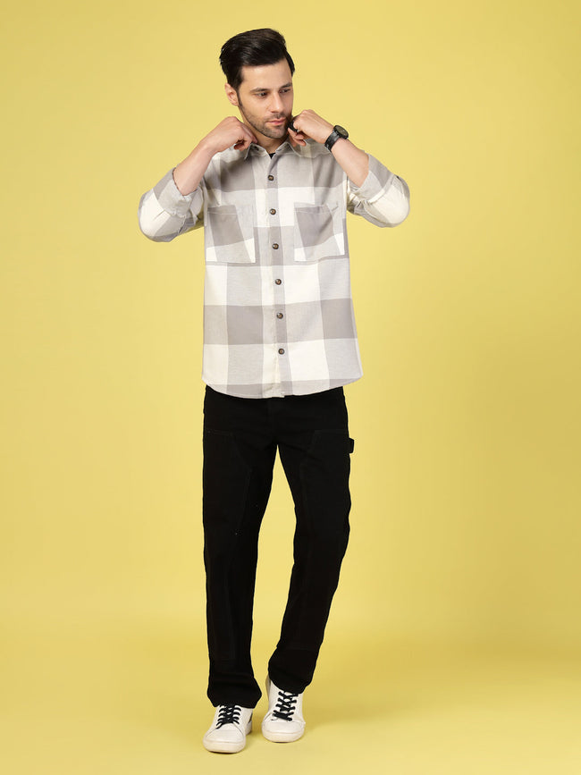 Men Oversized Checked Flannel Shacket