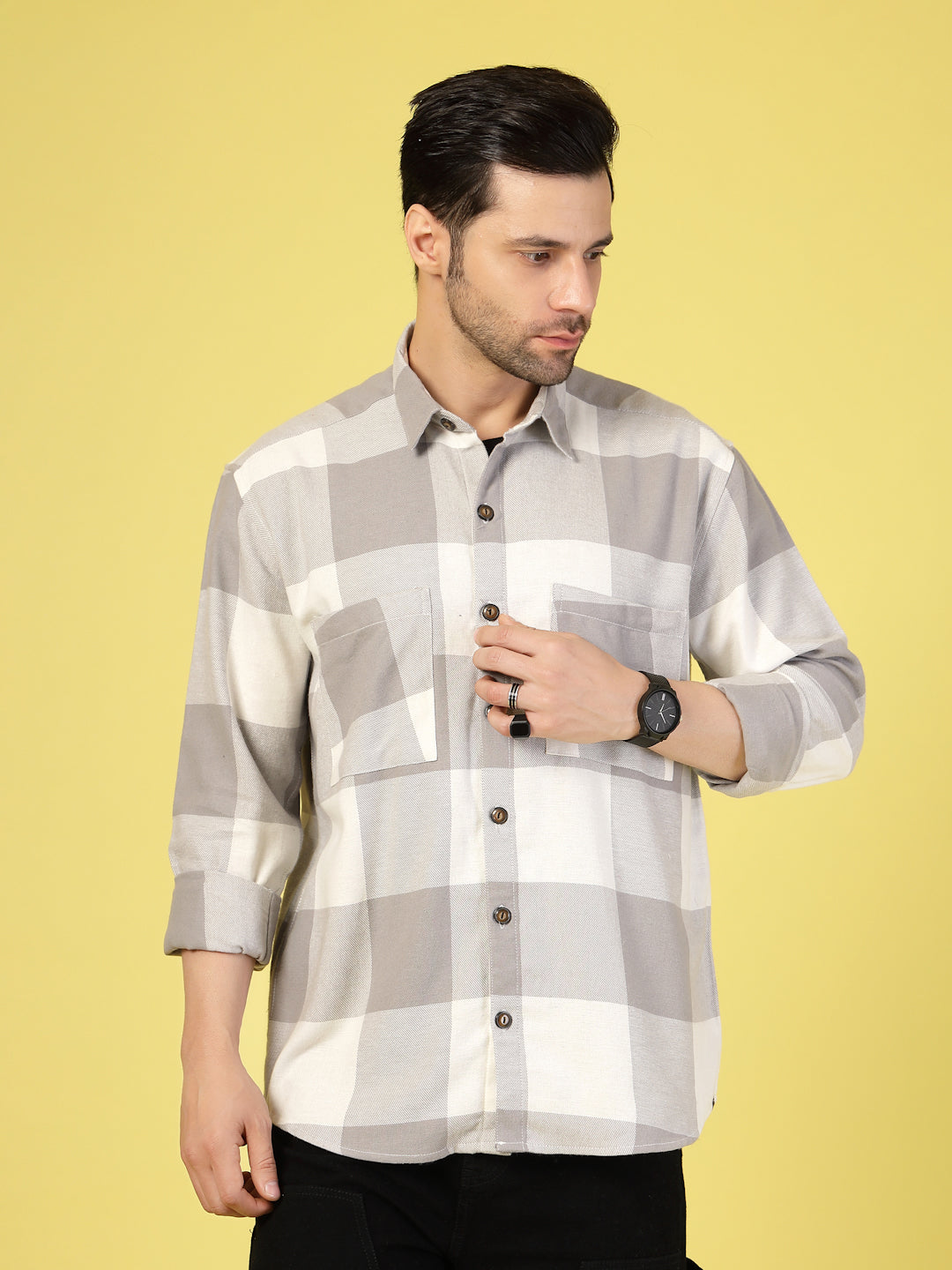 Men Oversized Checked Flannel Shacket