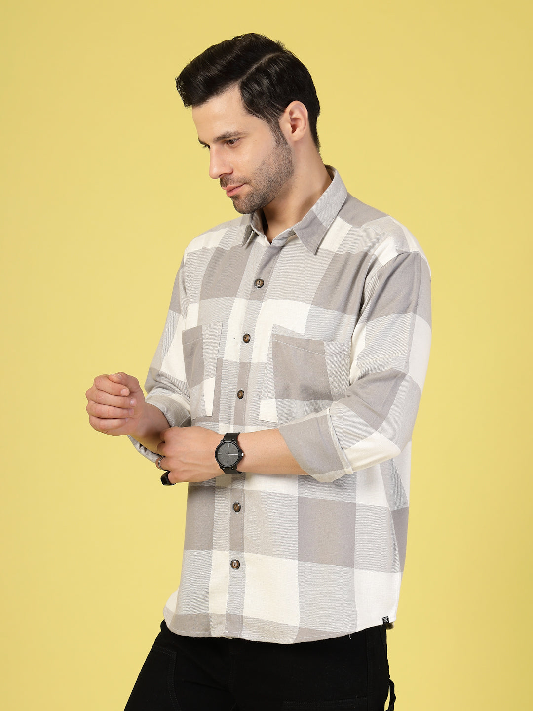 Men Oversized Checked Flannel Shacket
