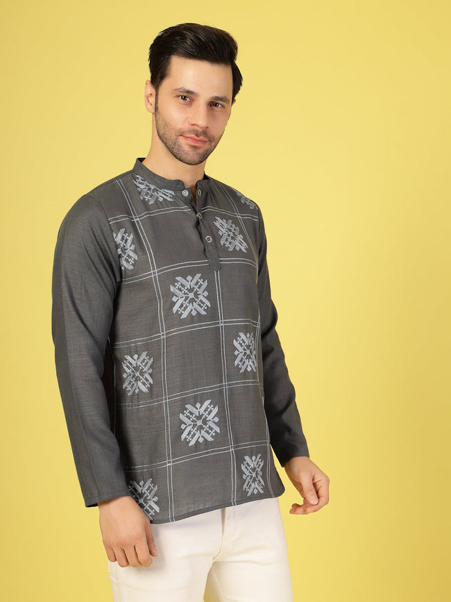 Men Modern Slim Fit Embroidered Kurta