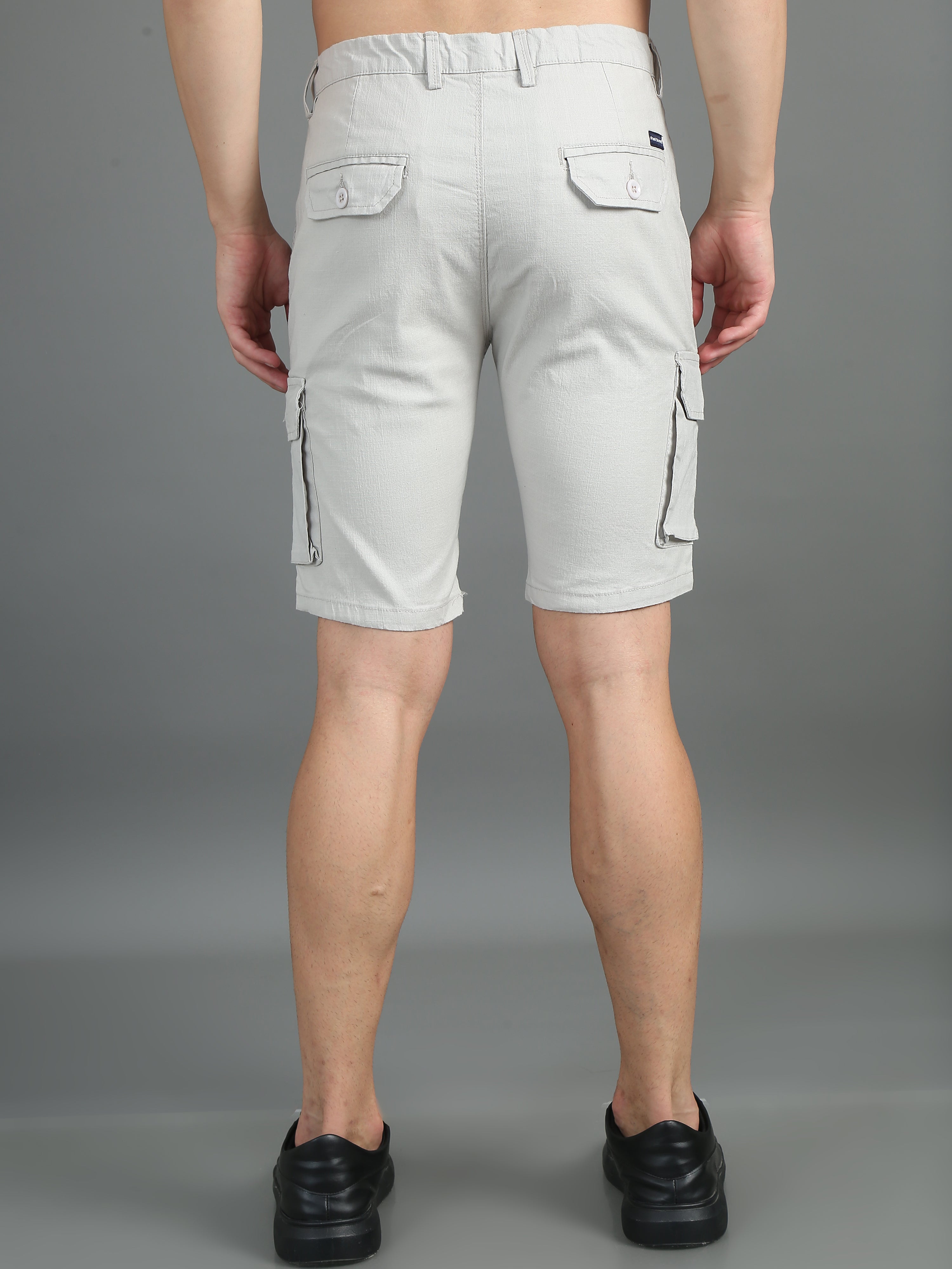 Men Linen Cool Grey Cargo Shorts