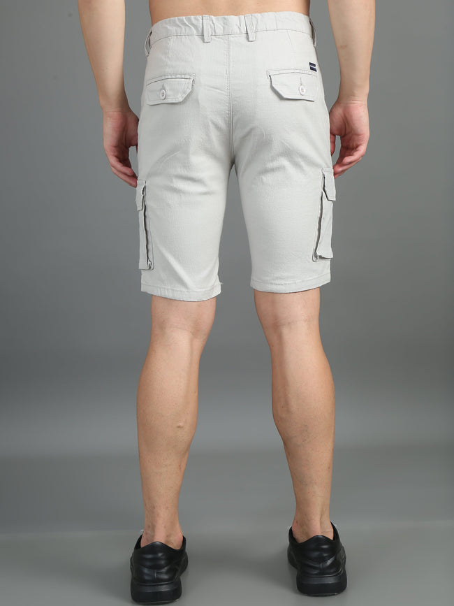 Men Linen Cool Grey Cargo Shorts
