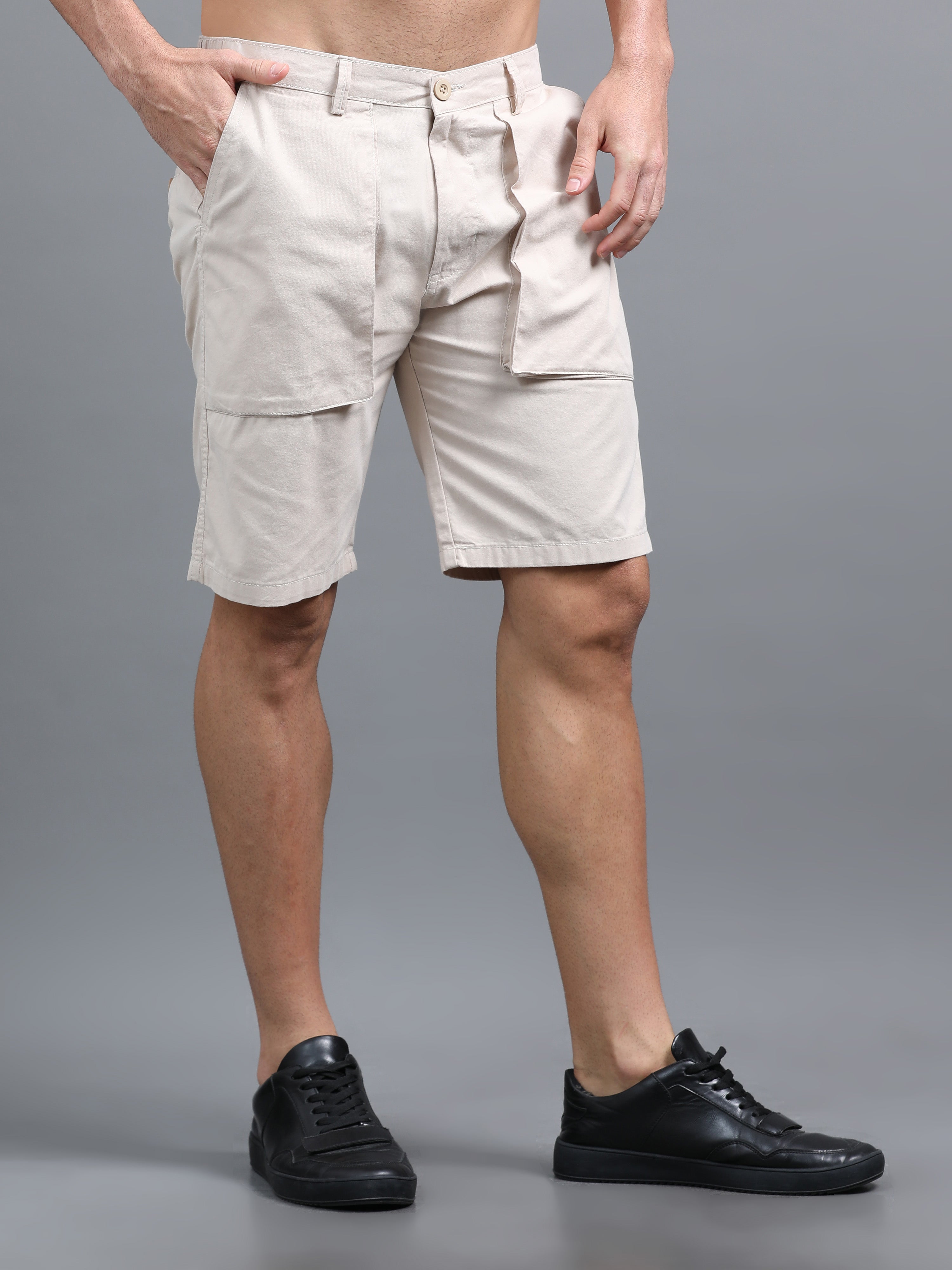 Men Pockit Beige Shorts