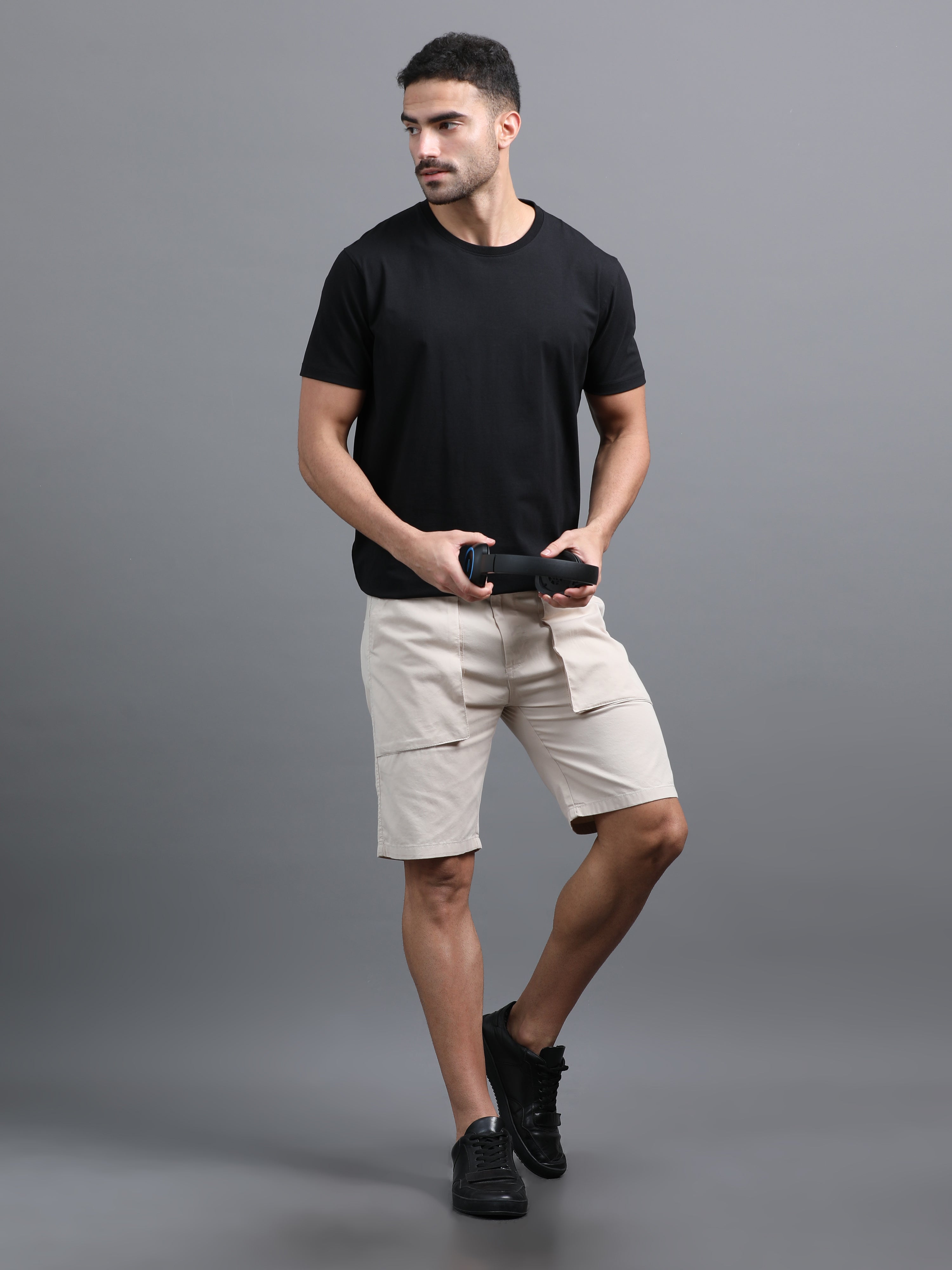 Men Pockit Beige Shorts