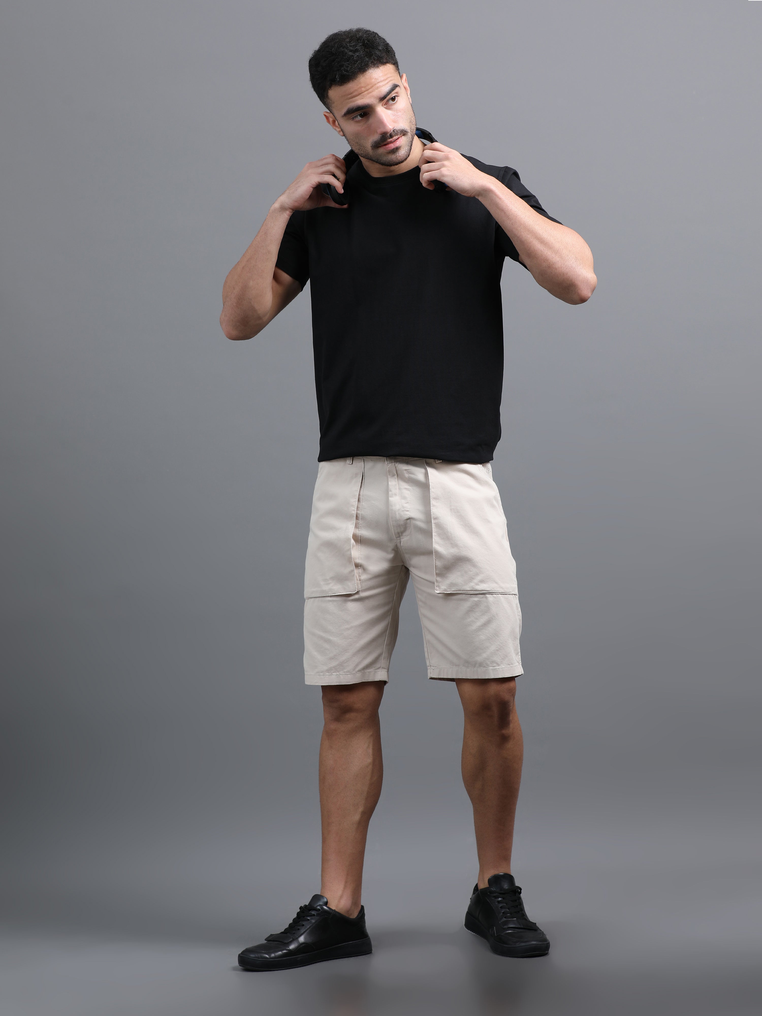 Men Pockit Beige Shorts
