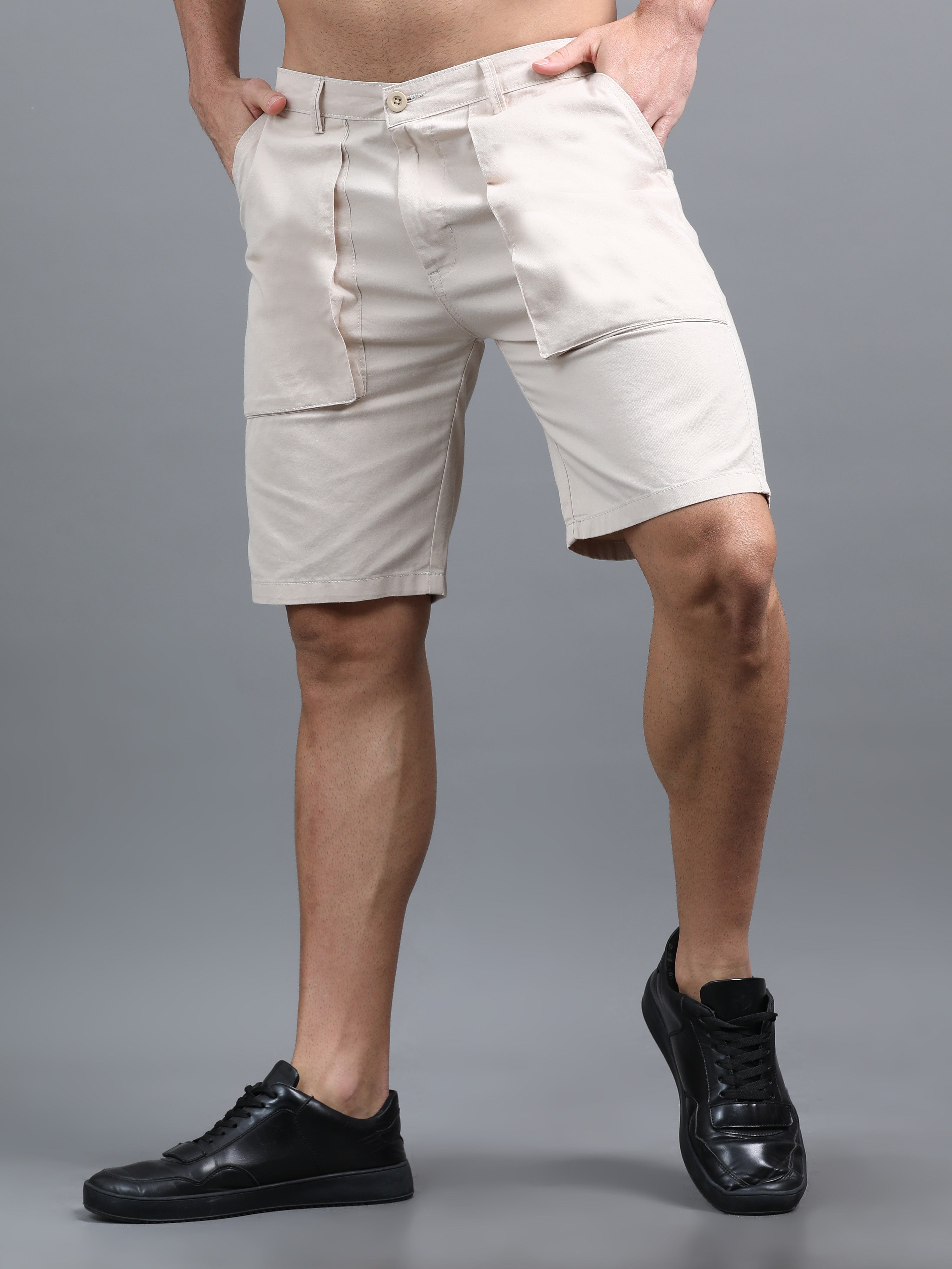 Men Pockit Beige Shorts