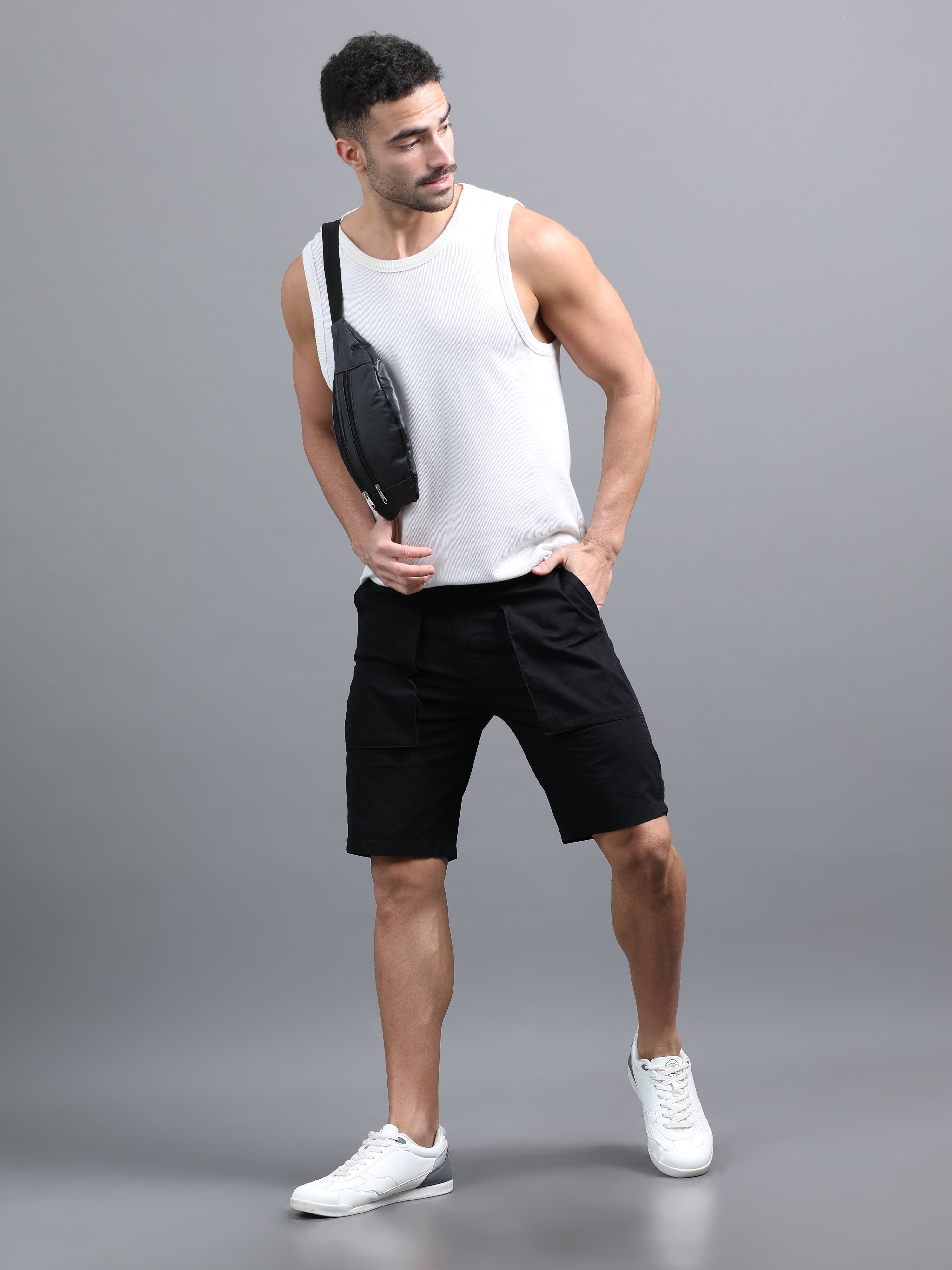 Men Pockit Black Shorts