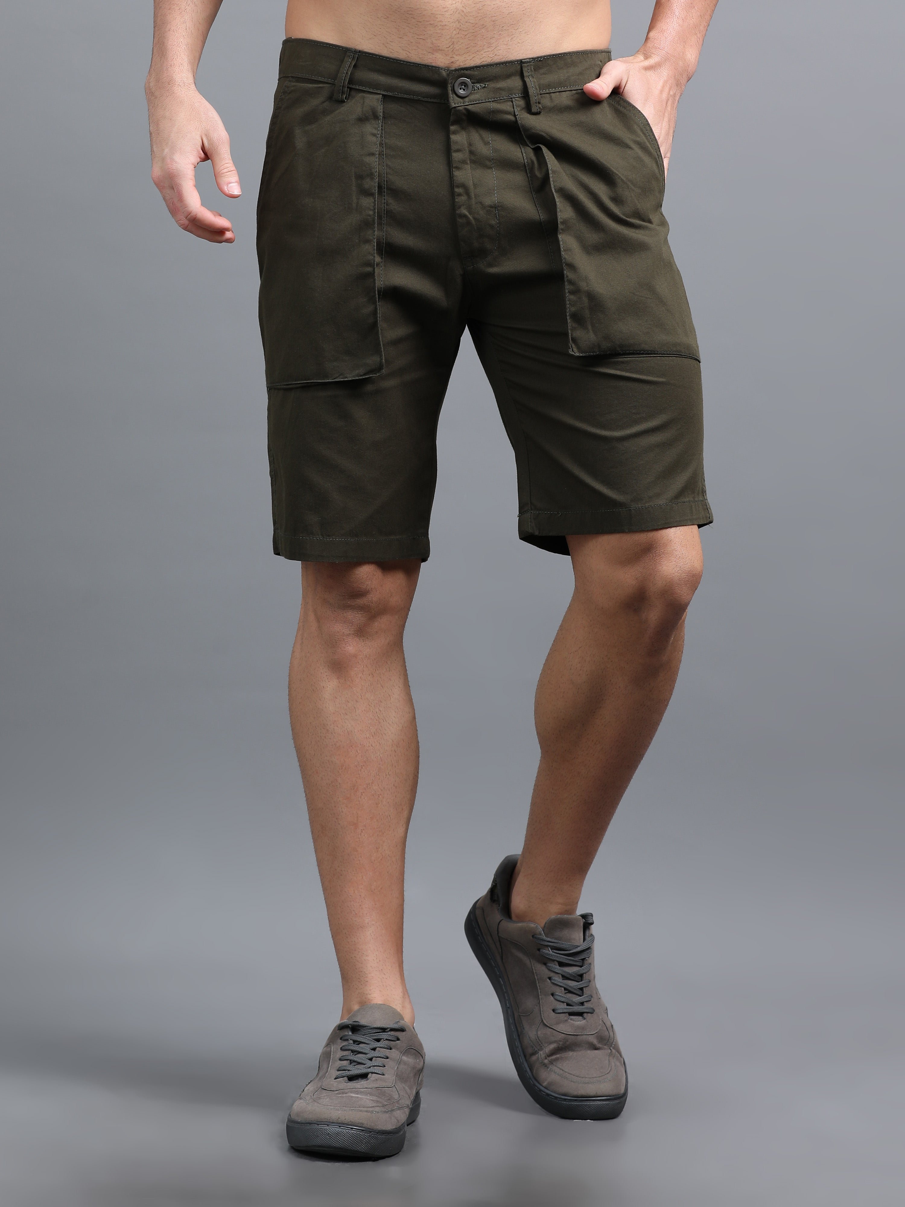 Men Pockit Olive Shorts