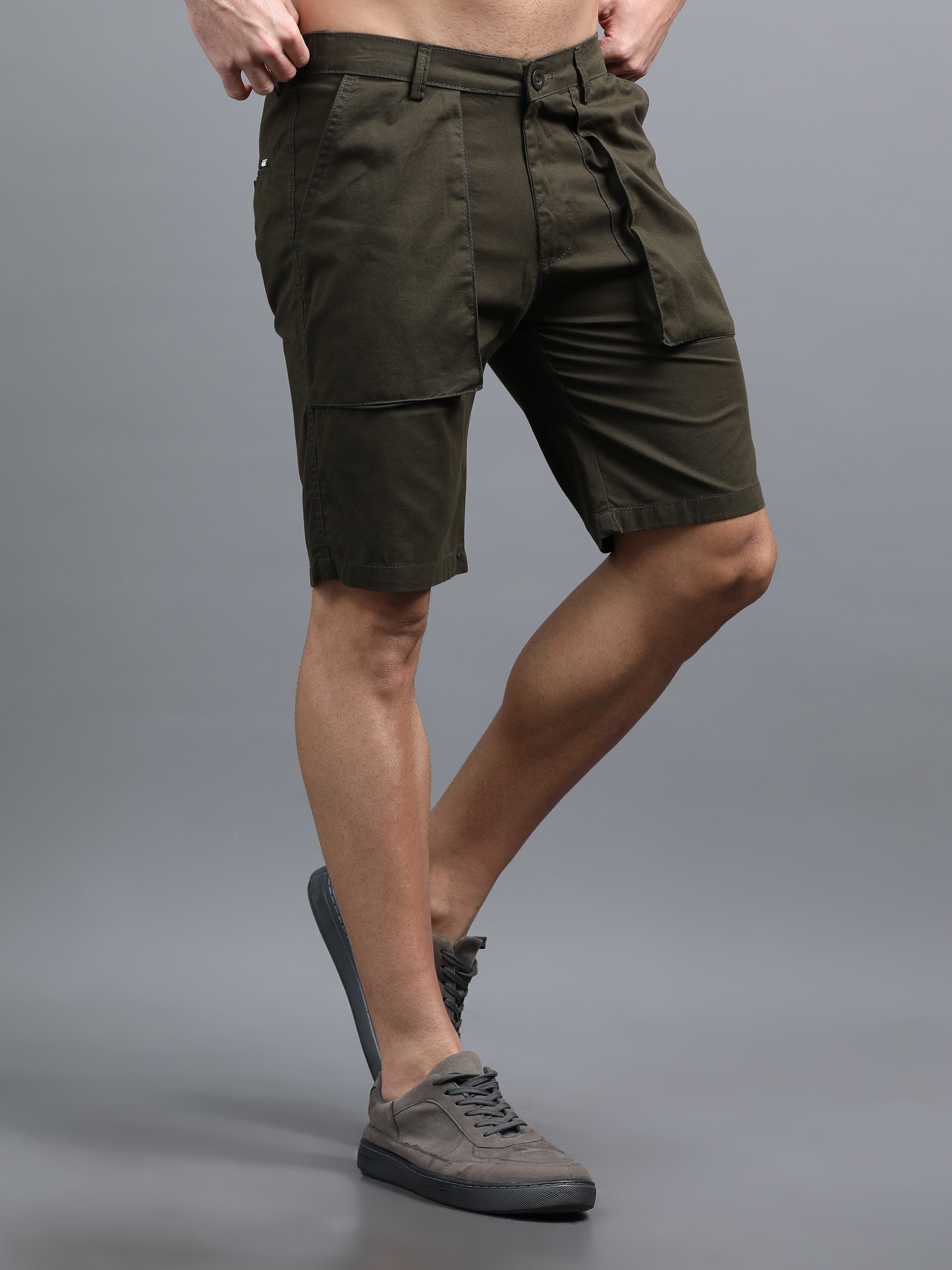 Men Pockit Olive Shorts