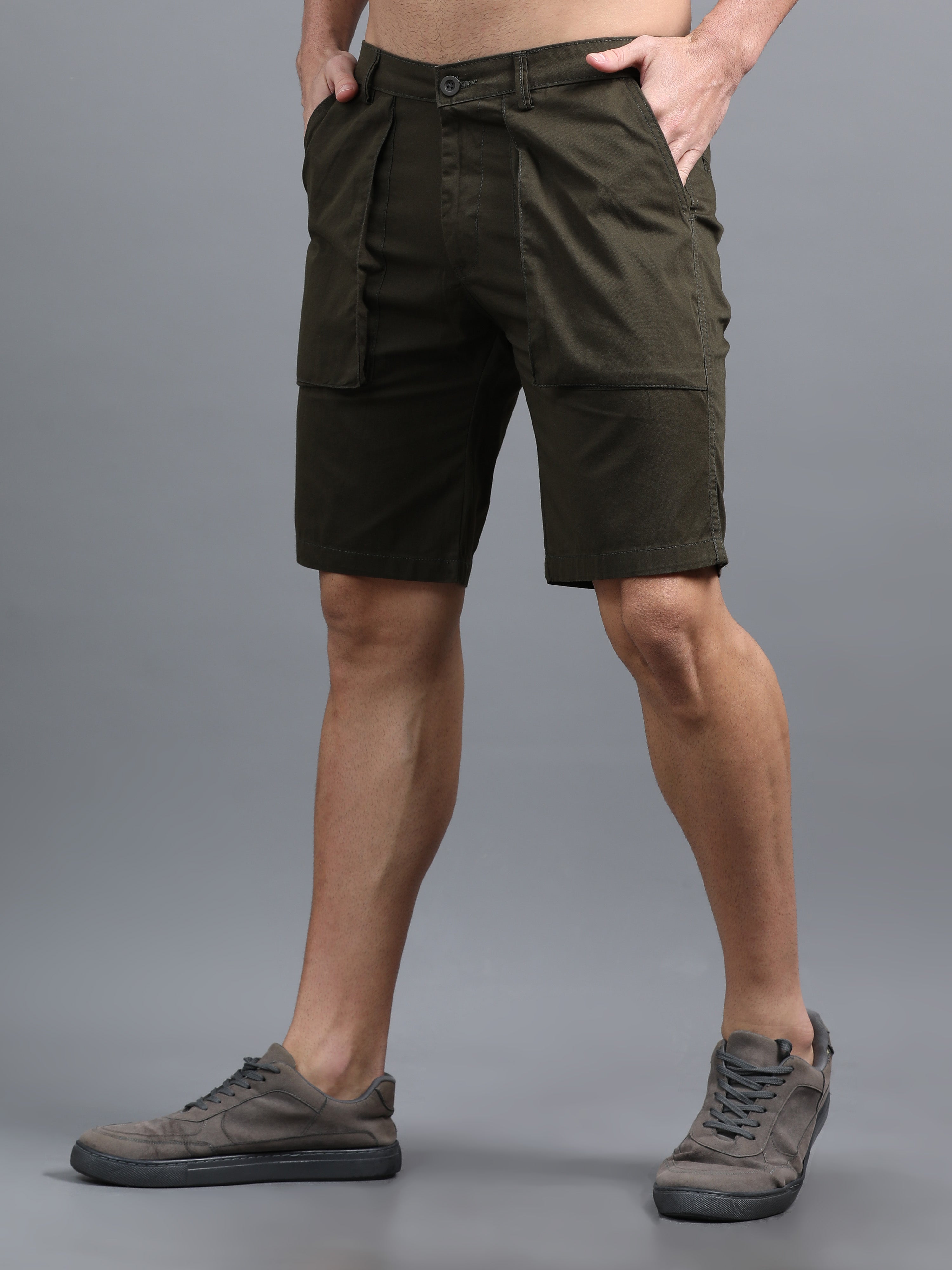 Men Pockit Olive Shorts
