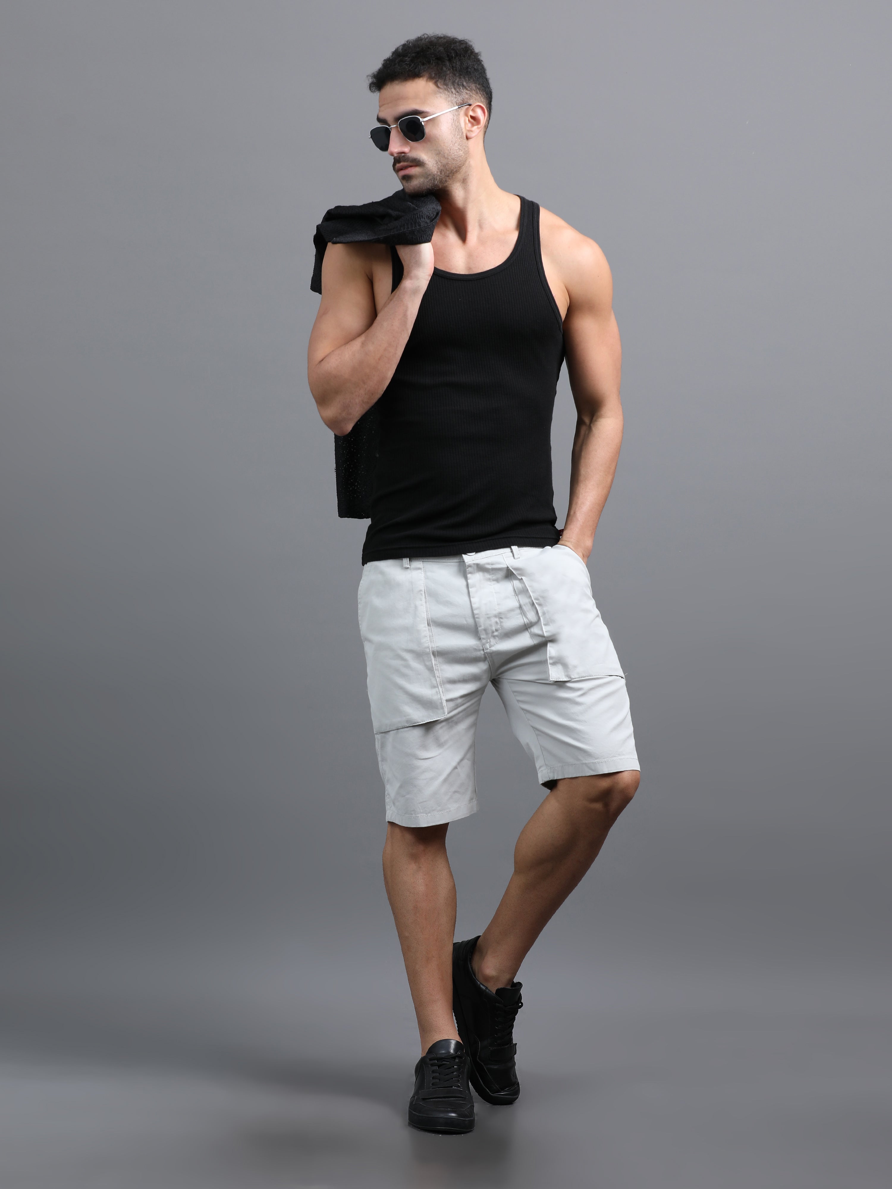 Men Pockit Grey Shorts
