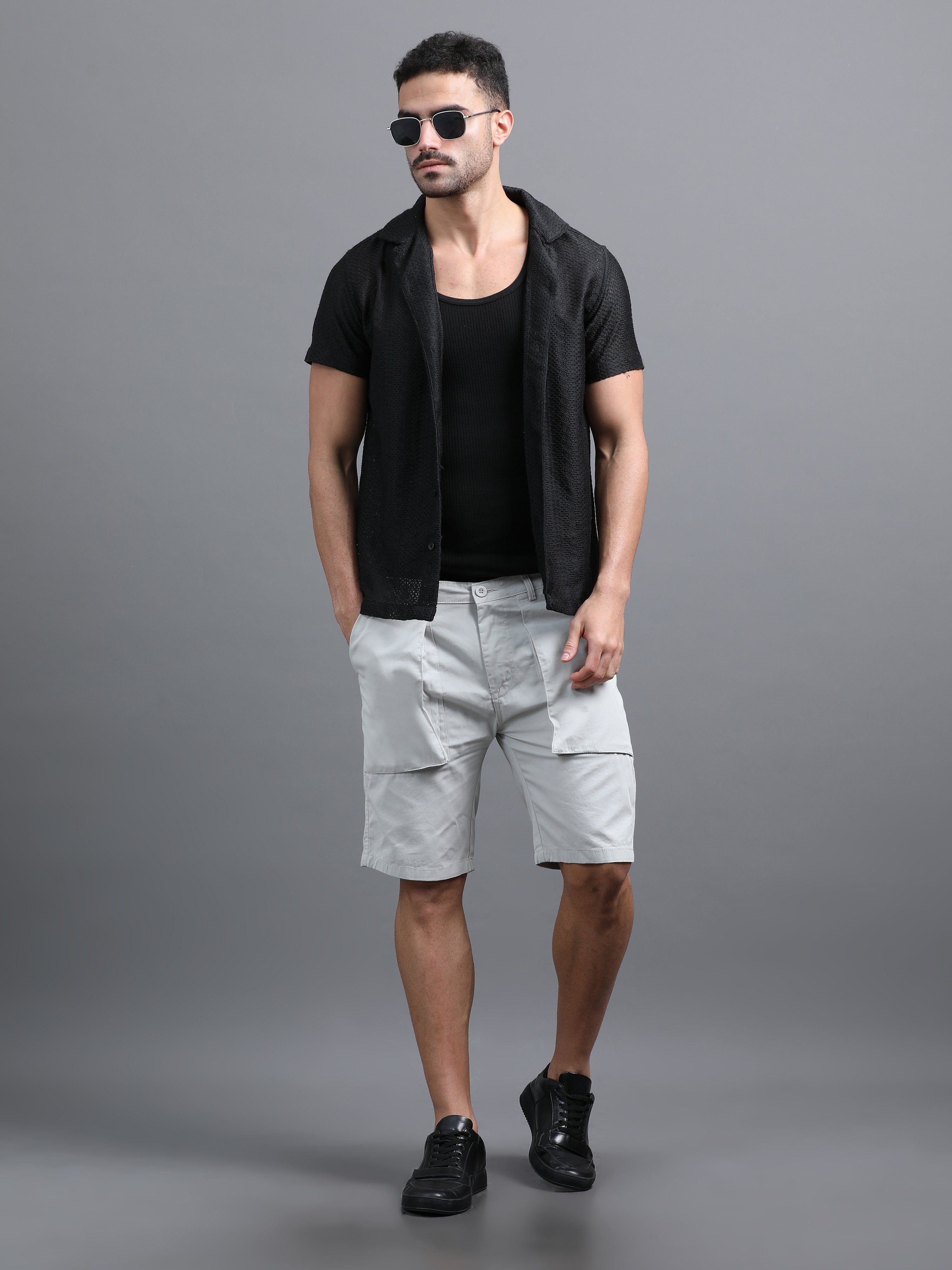 Men Pockit Grey Shorts