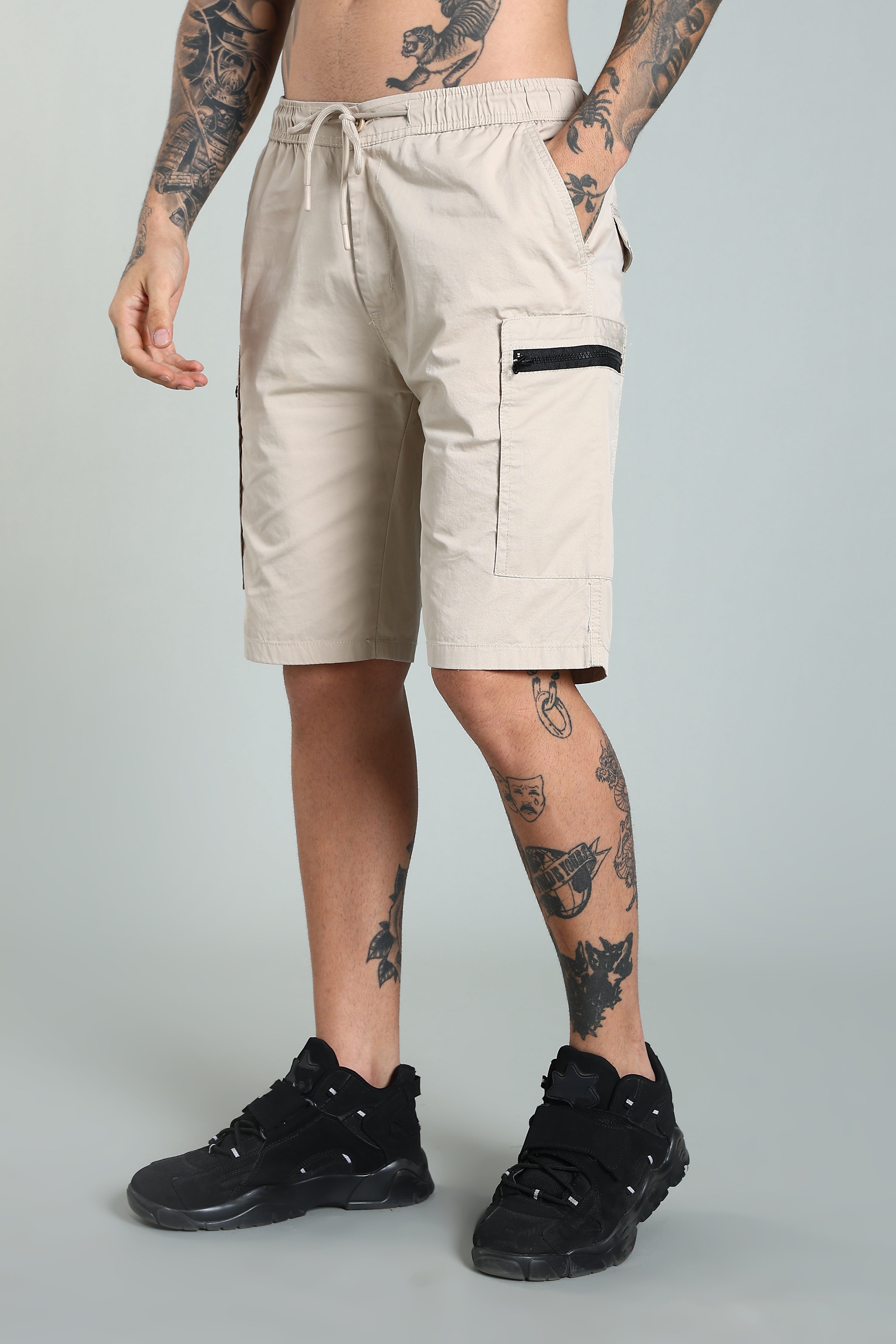 Men Trail Beige Cargo Shorts