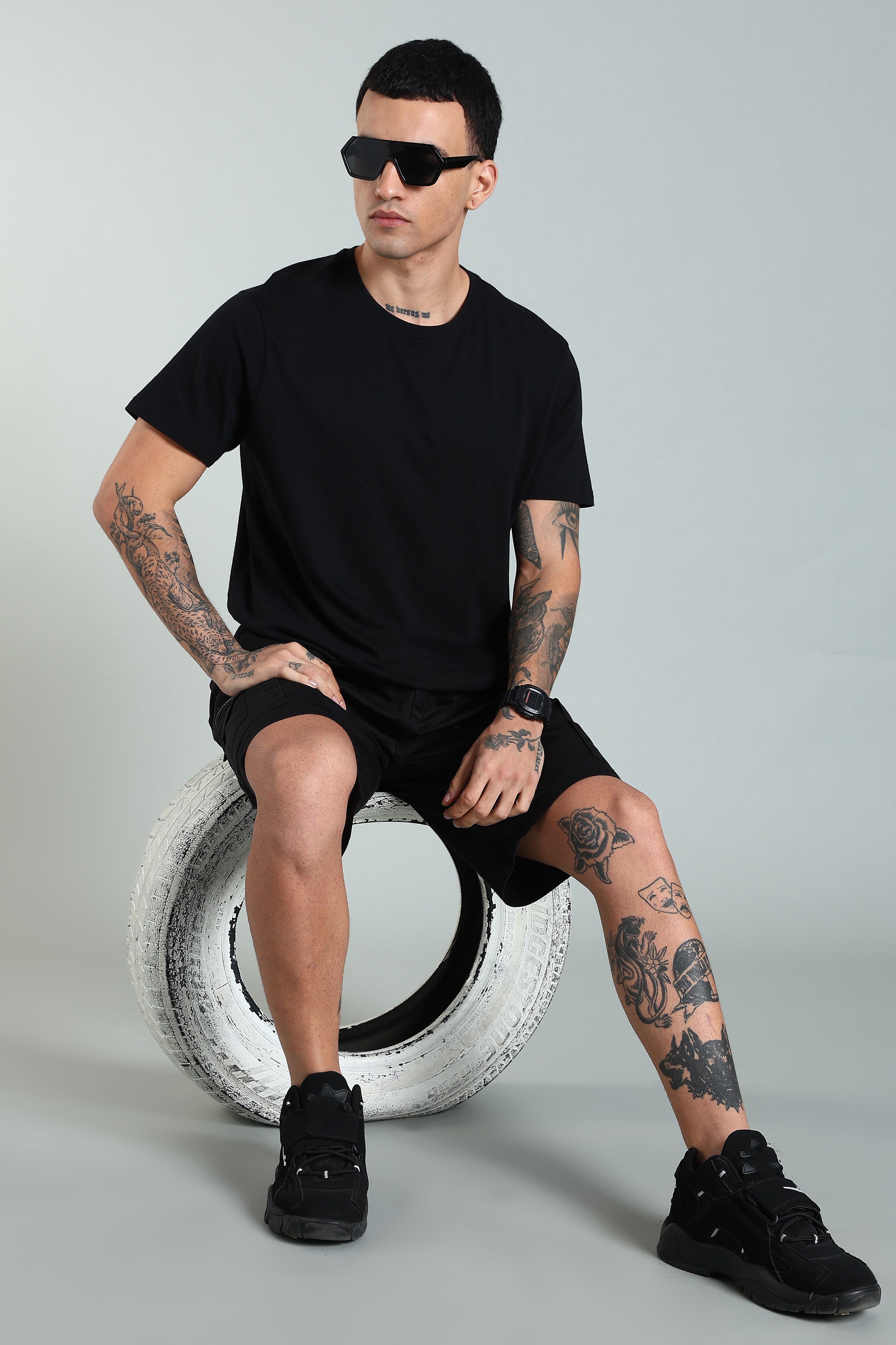Men Trail Black Cargo Shorts