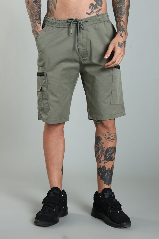 Men Trail Green Cargo Shorts