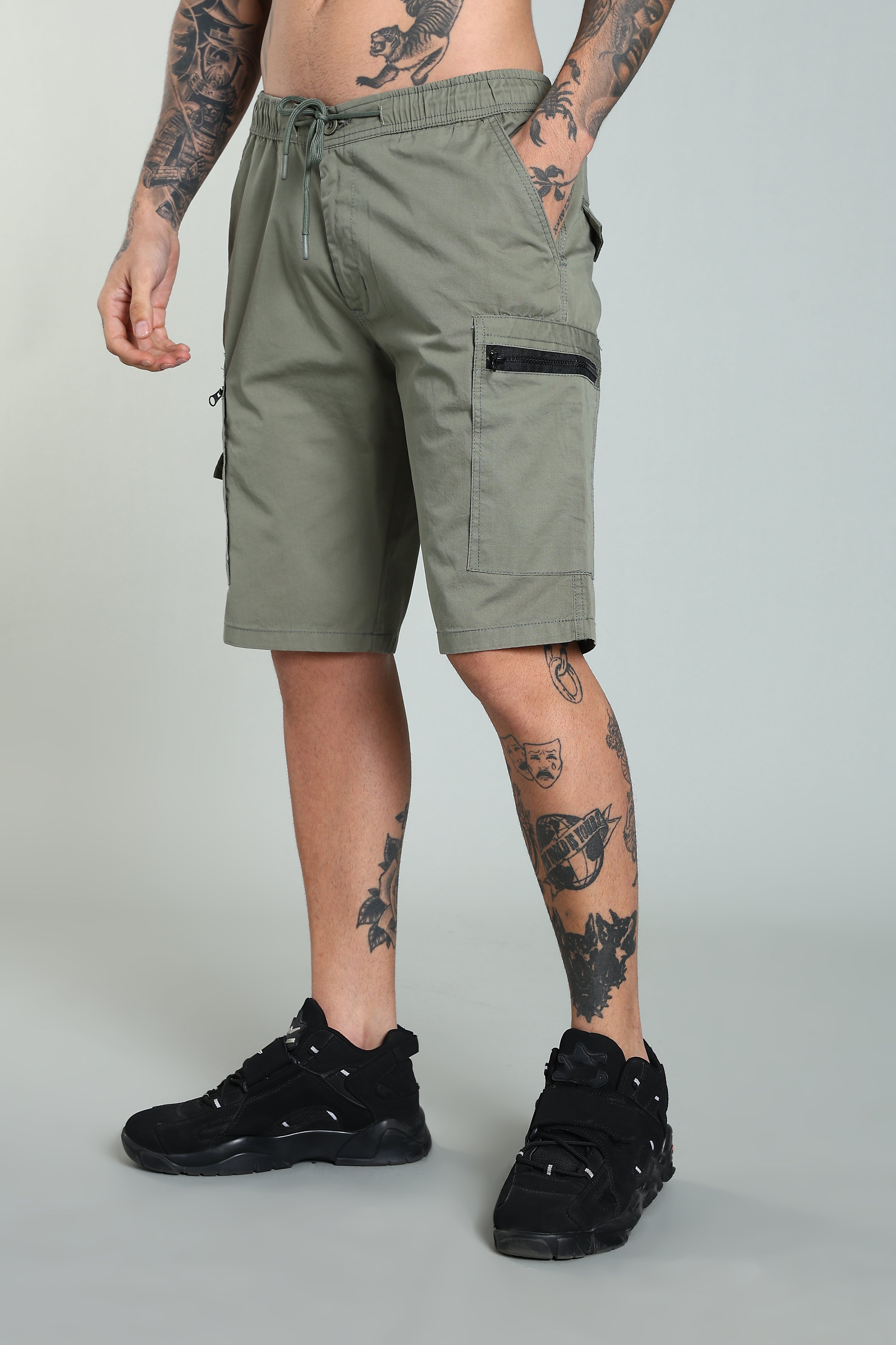 Men Trail Green Cargo Shorts