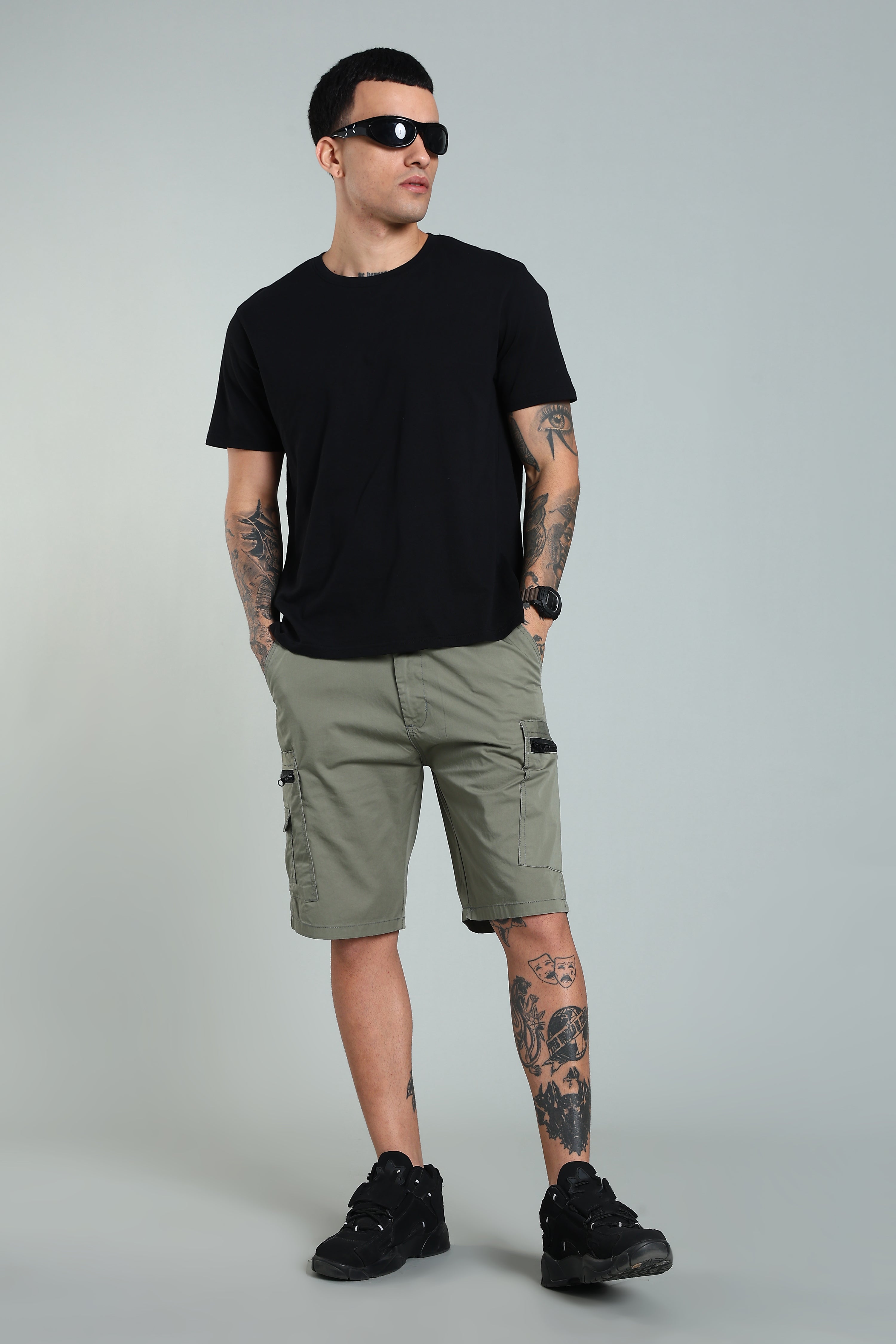 Men Trail Green Cargo Shorts