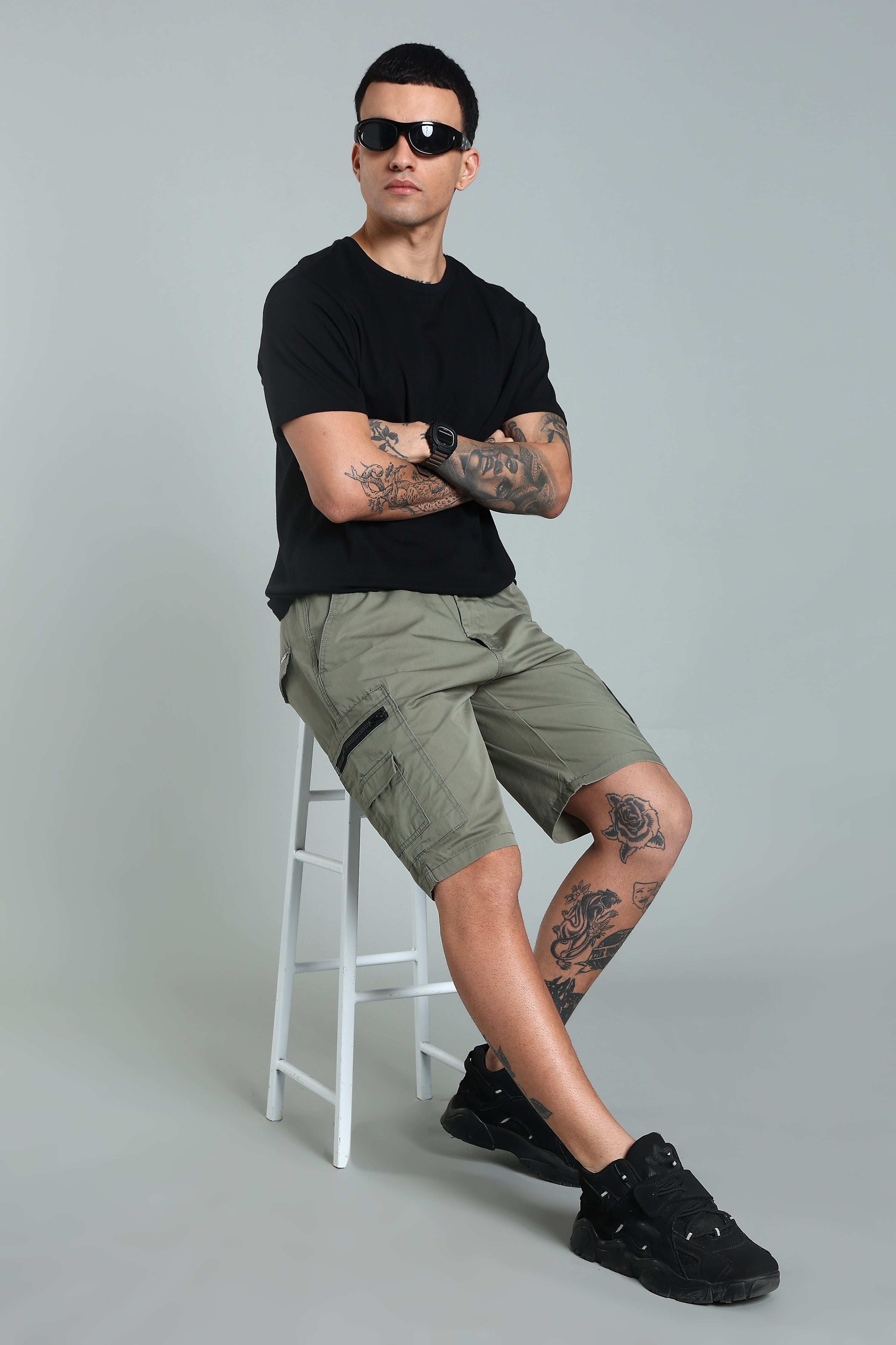 Men Trail Green Cargo Shorts