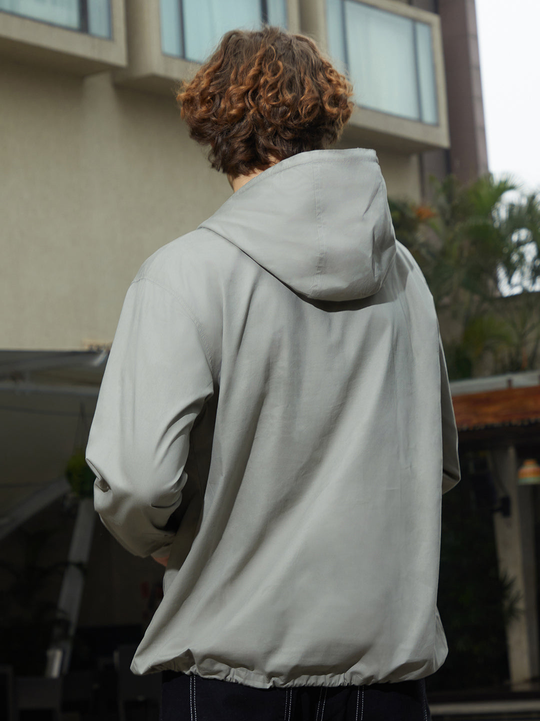 Men Coin Grey Half-Zip Utility Jacket