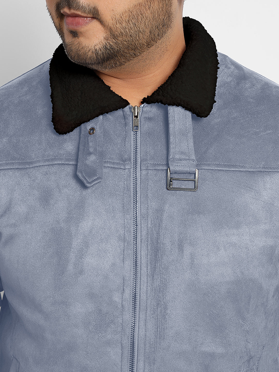 Men Suede Regular-Fit Solid Jacket