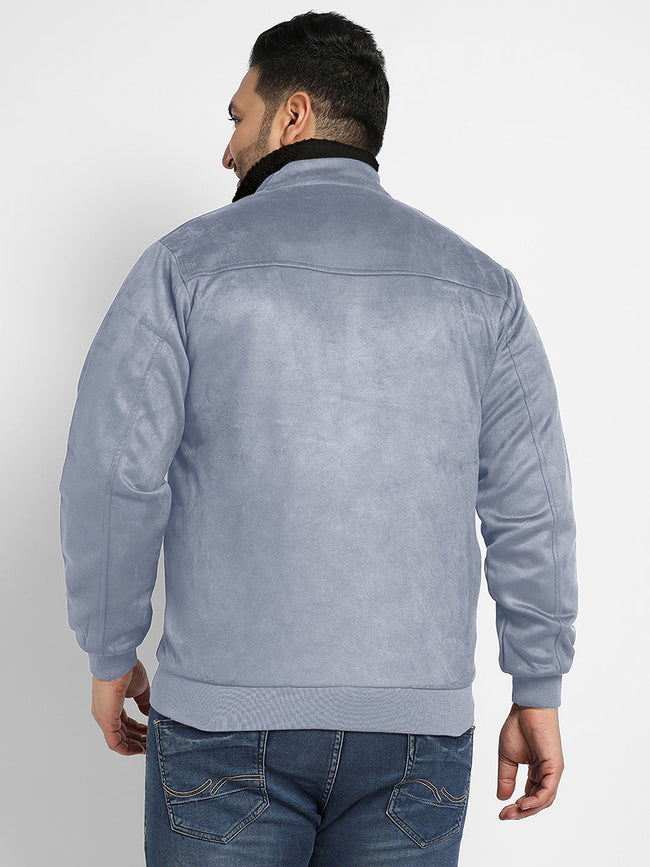 Men Suede Regular-Fit Solid Jacket