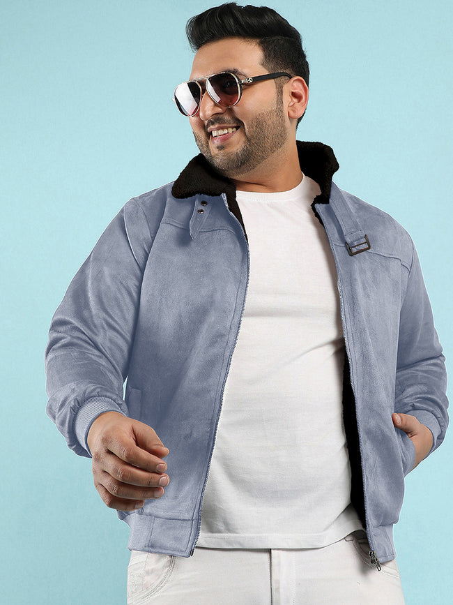 Men Suede Regular-Fit Solid Jacket