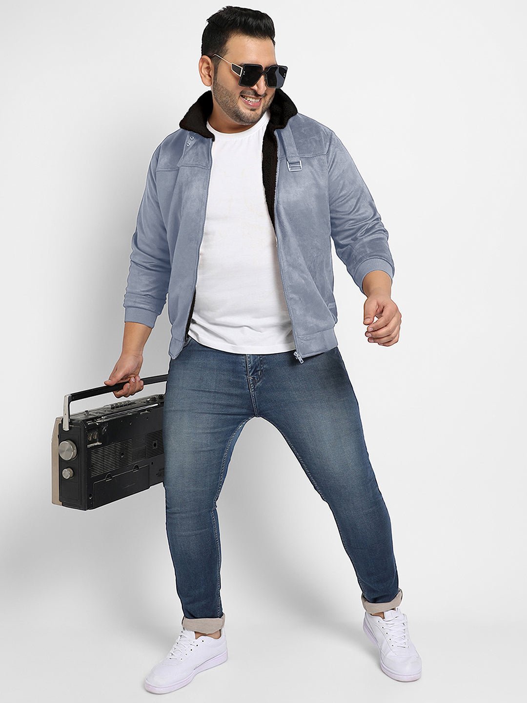 Men Suede Regular-Fit Solid Jacket