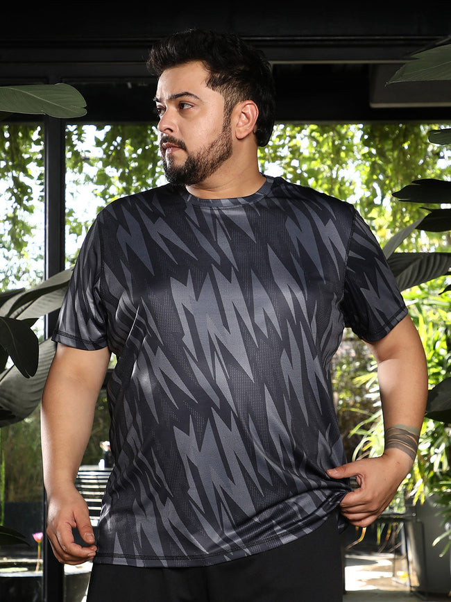 Men Charcoal Grey Strokes Activewear T-Shirt