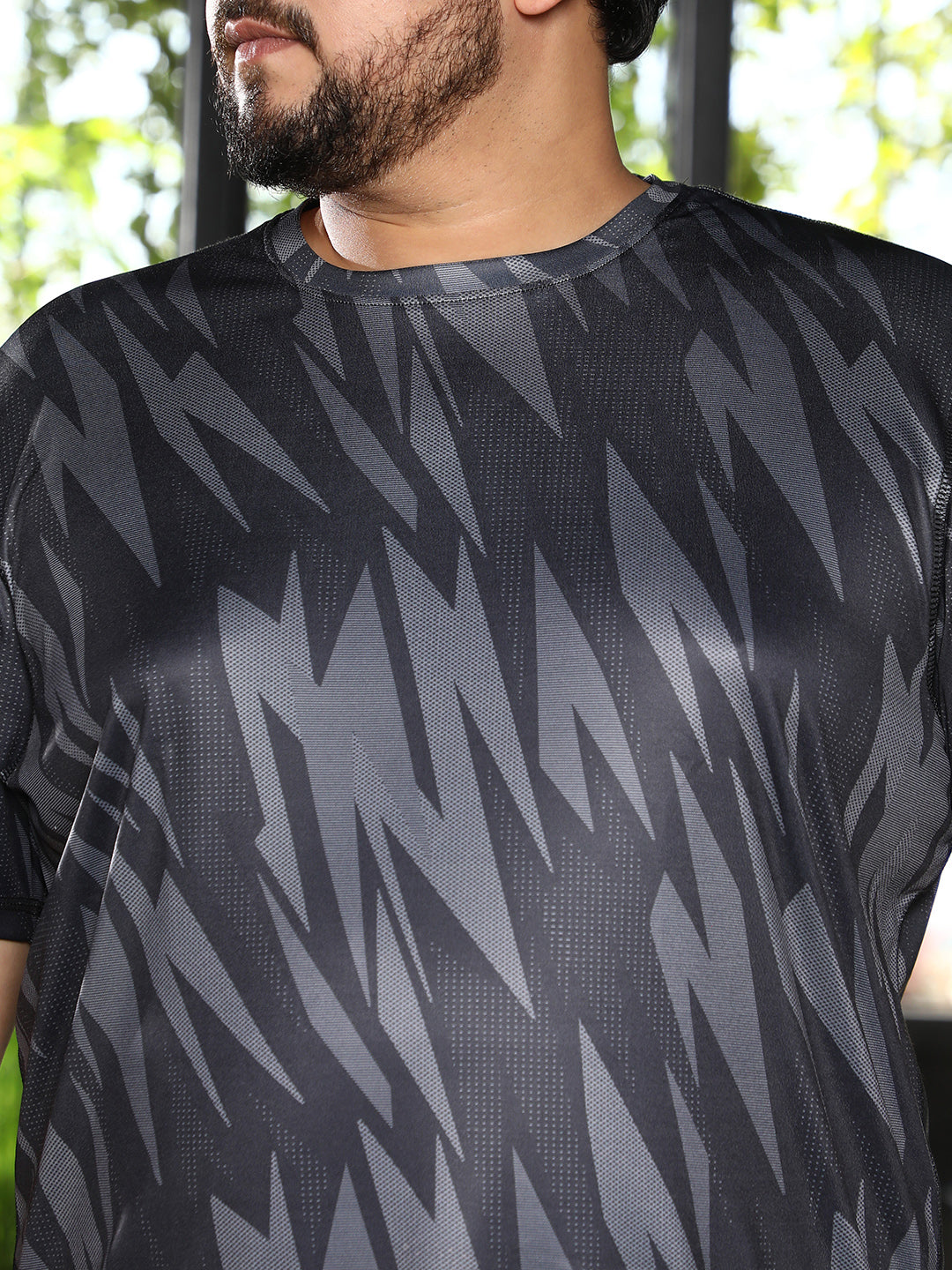Men Charcoal Grey Strokes Activewear T-Shirt