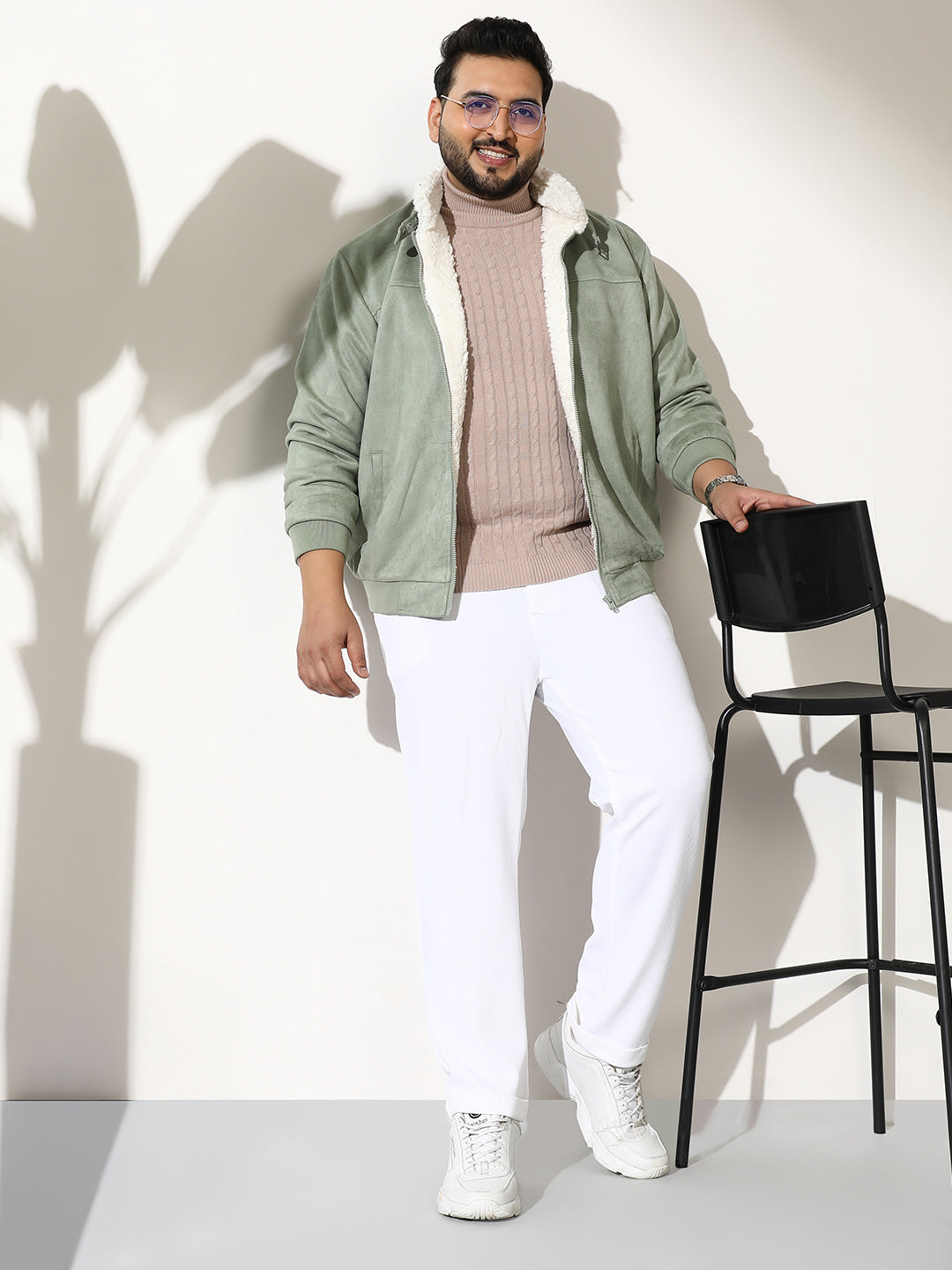 Men Suede Regular-Fit Color Block Jacket