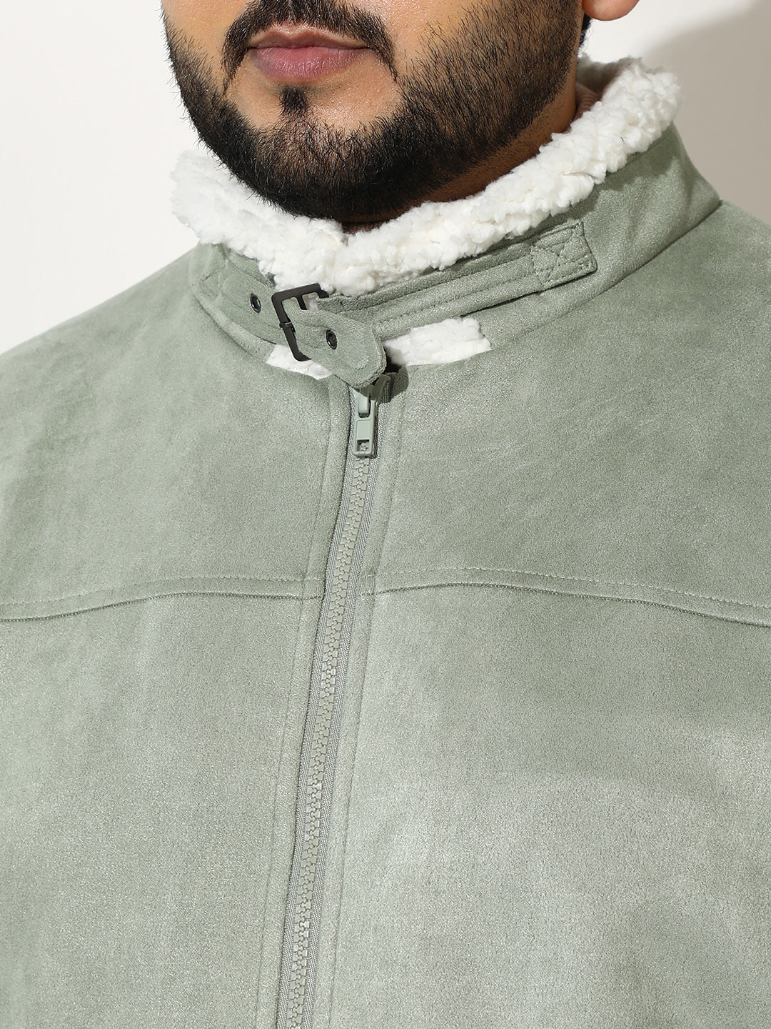 Men Suede Regular-Fit Color Block Jacket