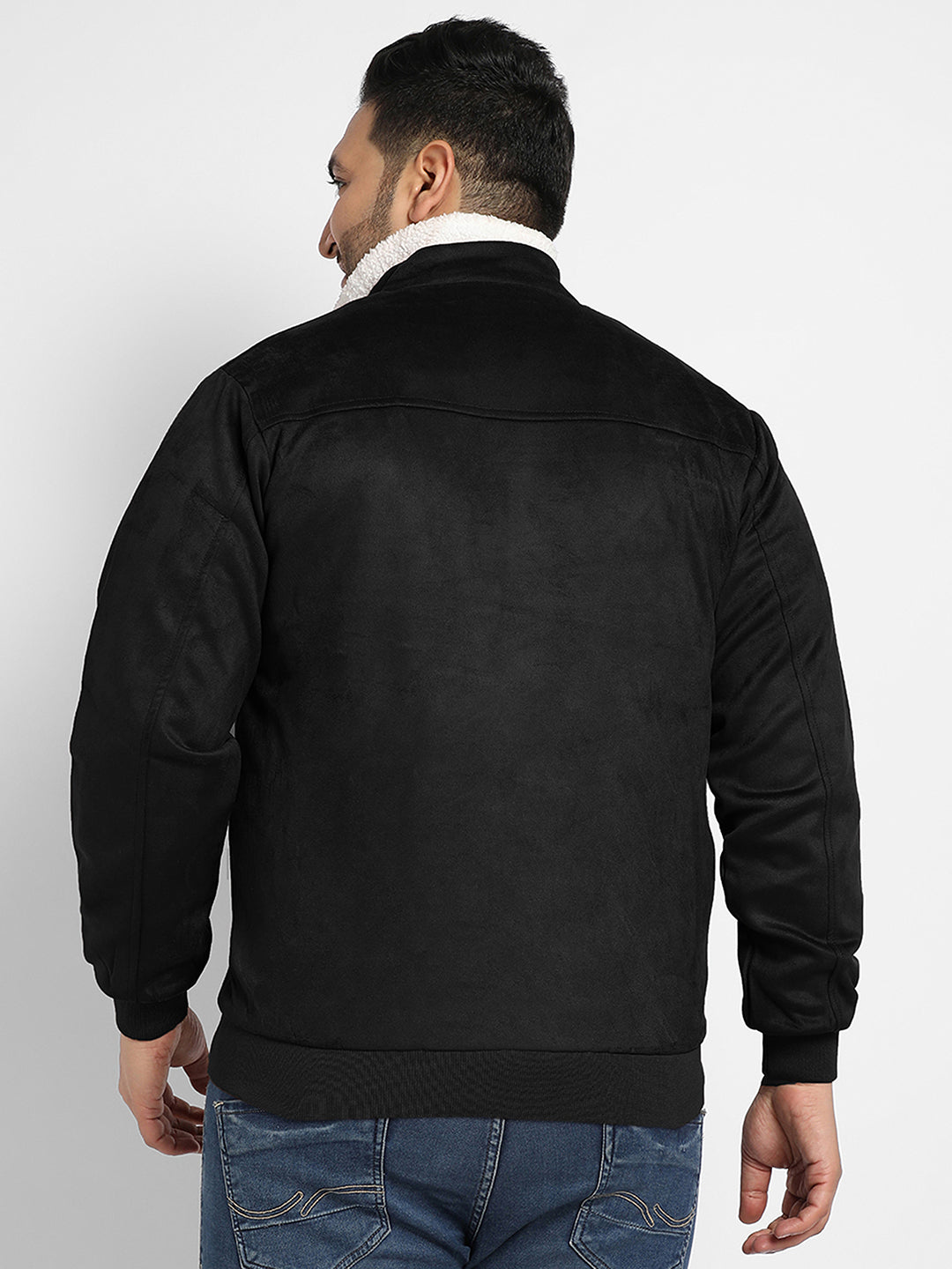 Men Suede Regular-Fit Solid Jacket