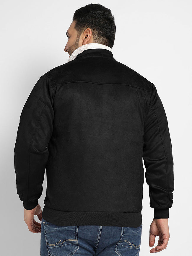 Men Suede Regular-Fit Solid Jacket