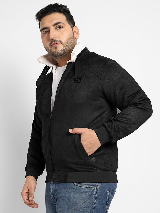 Men Suede Regular-Fit Solid Jacket