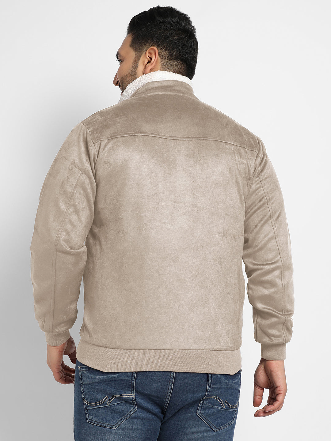 Men Suede Regular-Fit Solid Jacket