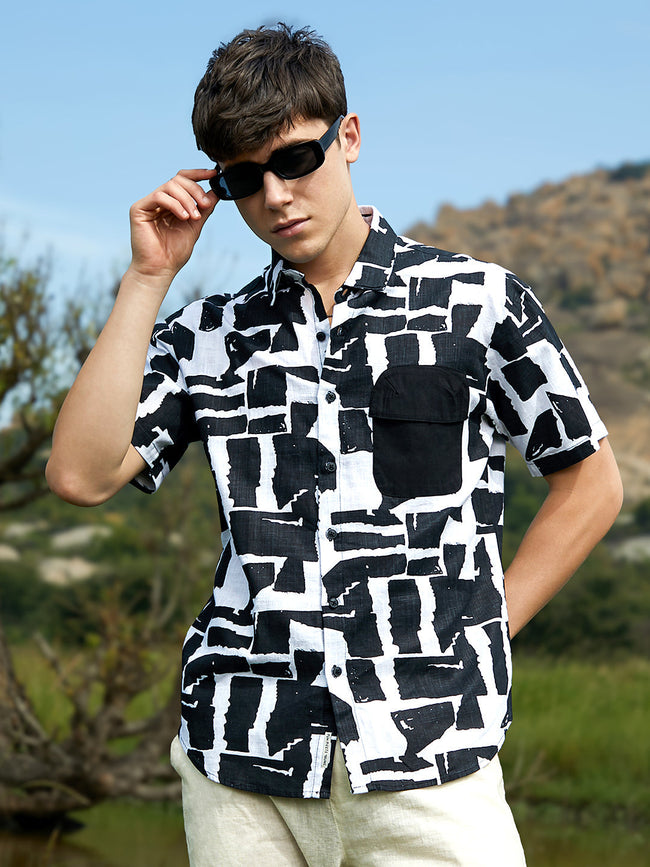 Men Man Made Fabric Oversized Printed Shirt
