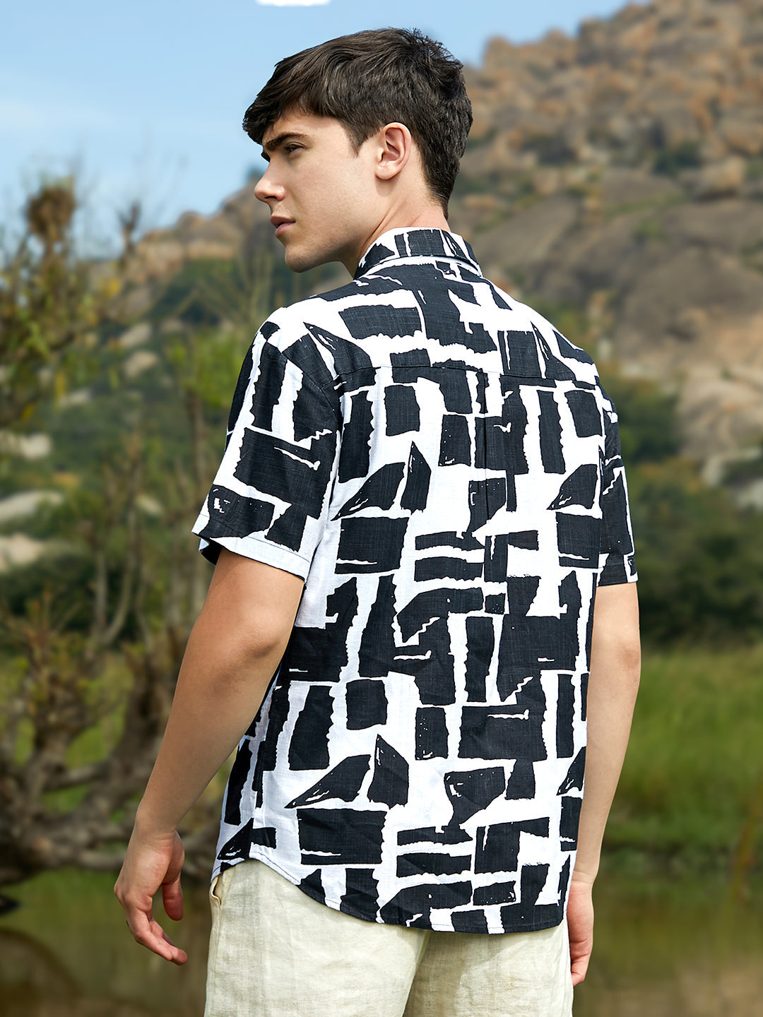 Men Man Made Fabric Oversized Printed Shirt