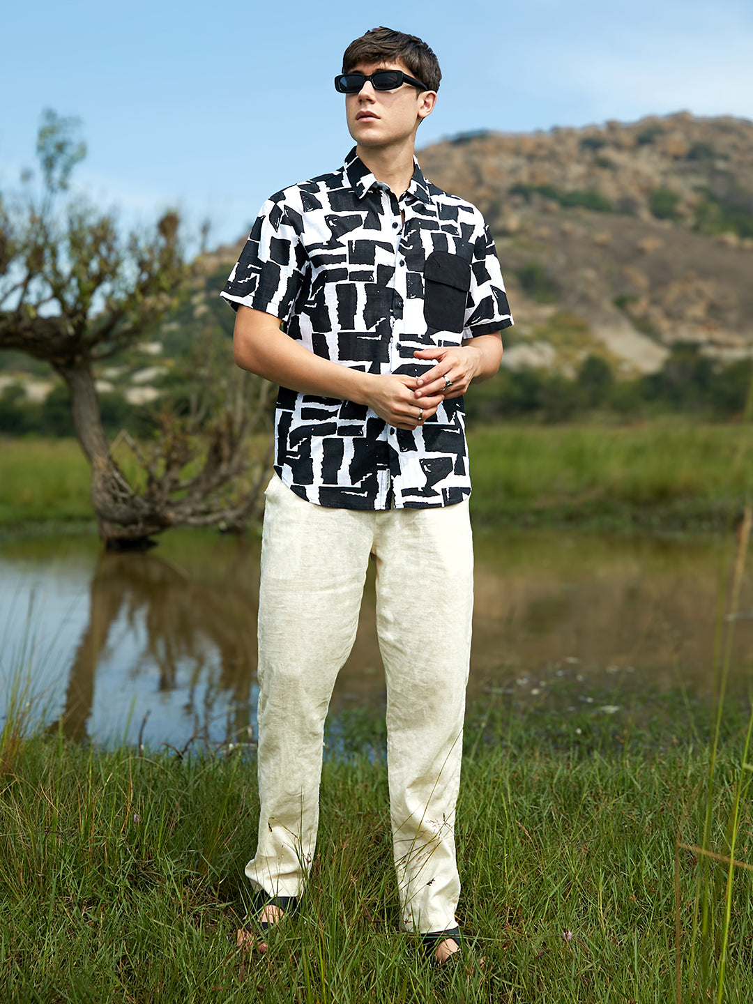 Men Man Made Fabric Oversized Printed Shirt