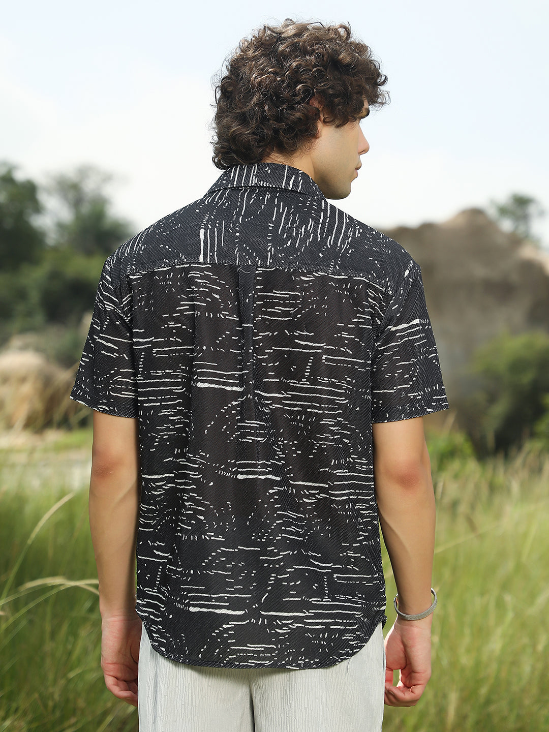 Men Midnight Black Flick-Block Shirt