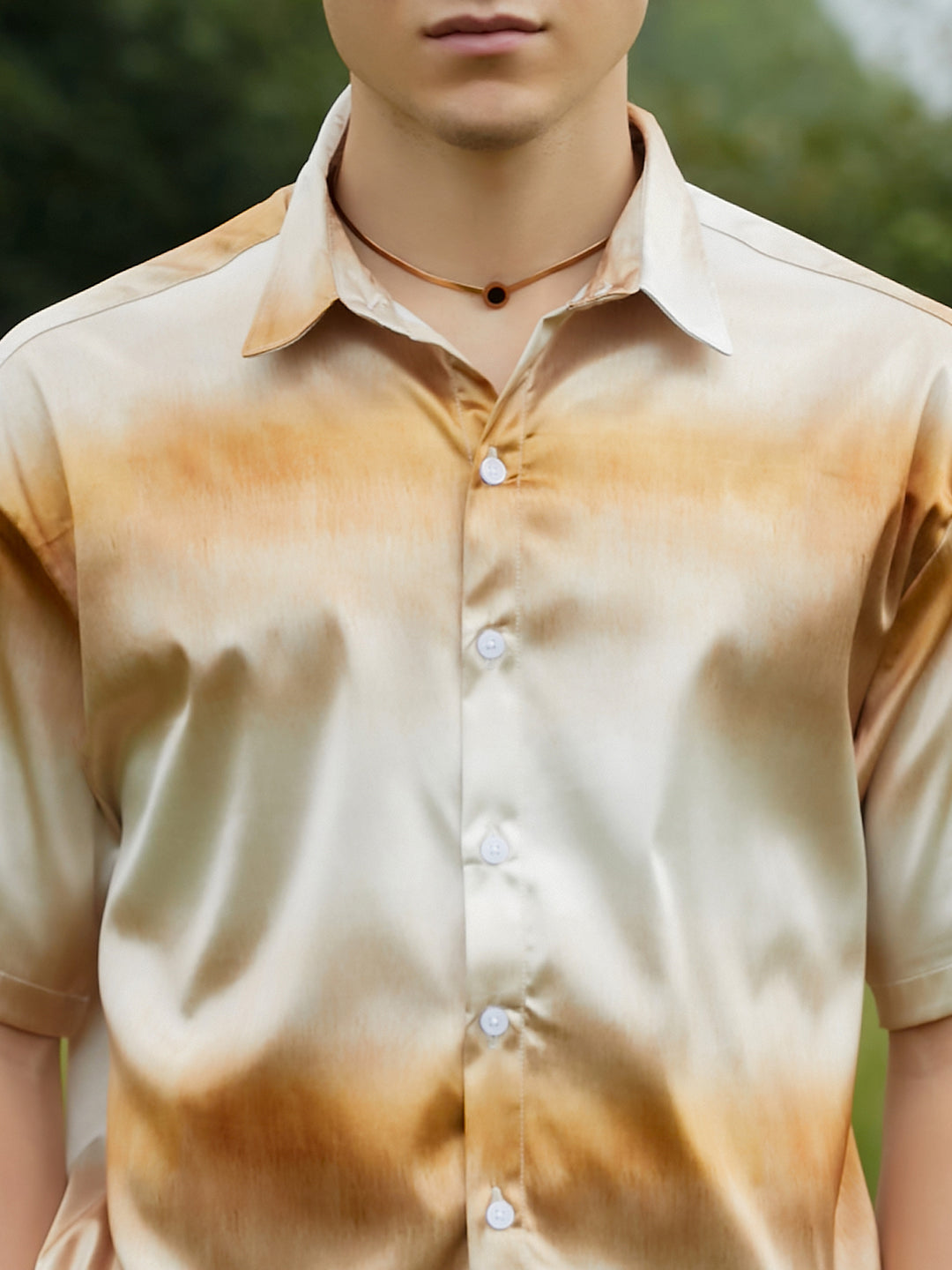 Men Saltbox Beige Ombre Sheen Oversized Shirt