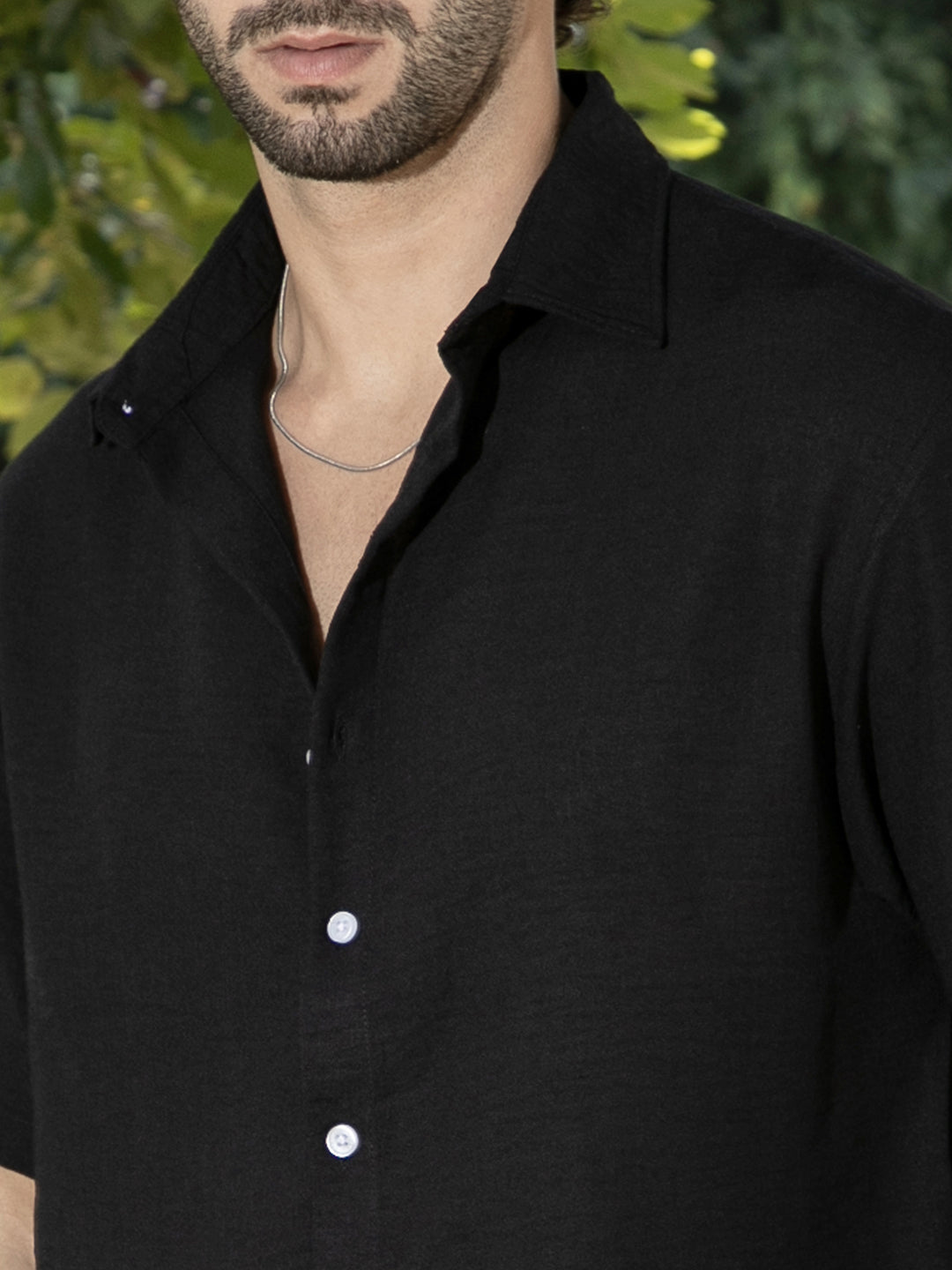 Men Onyx Black Breezy Oversized Shirt