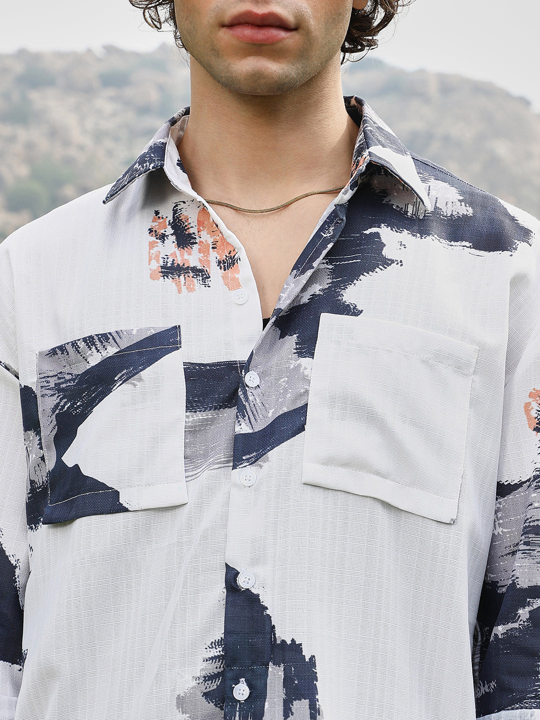 Men Man Made Fabric Oversized Printed Shirt