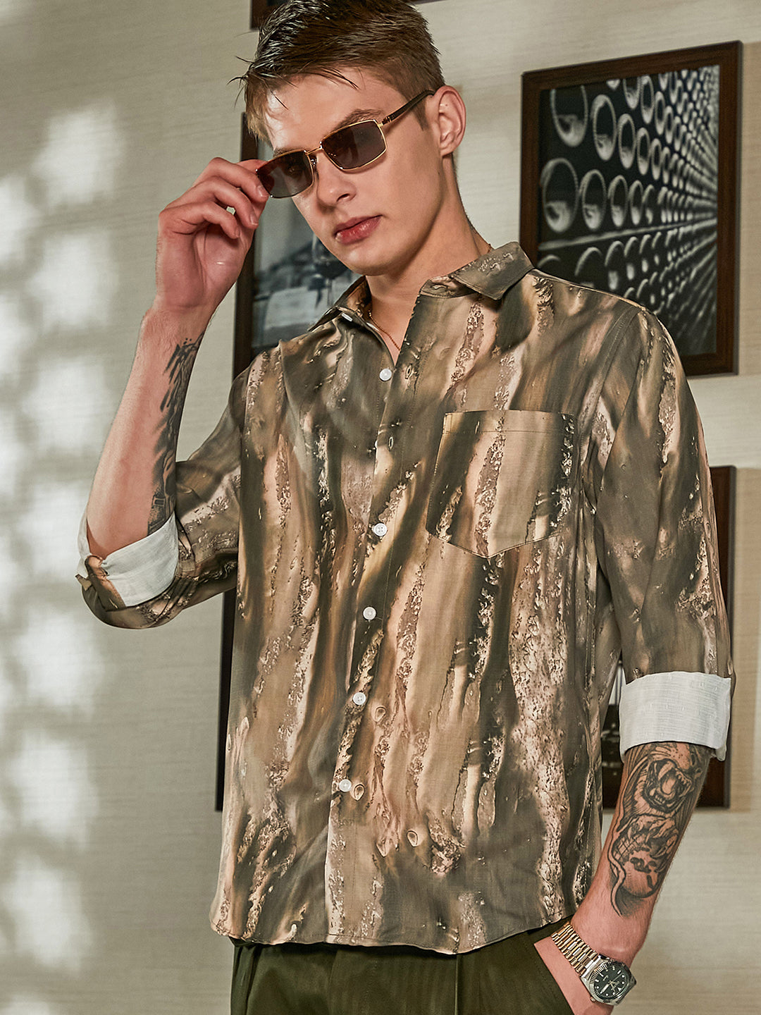 Men Pickle Green Earthy Oversized Shirt