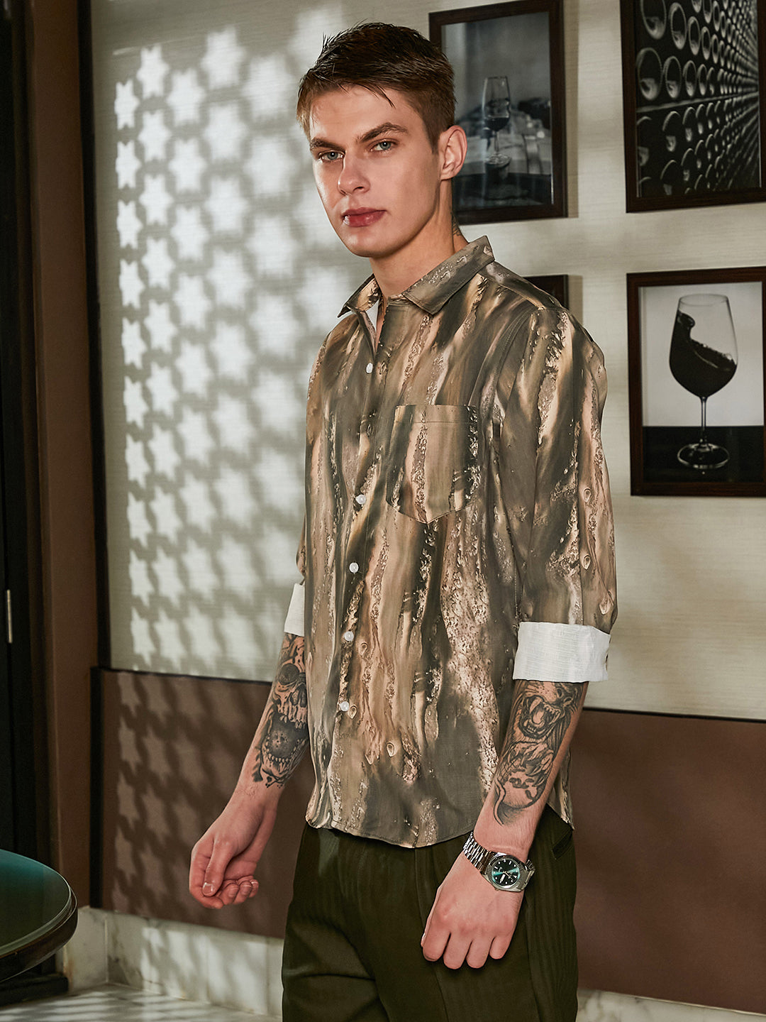 Men Pickle Green Earthy Oversized Shirt