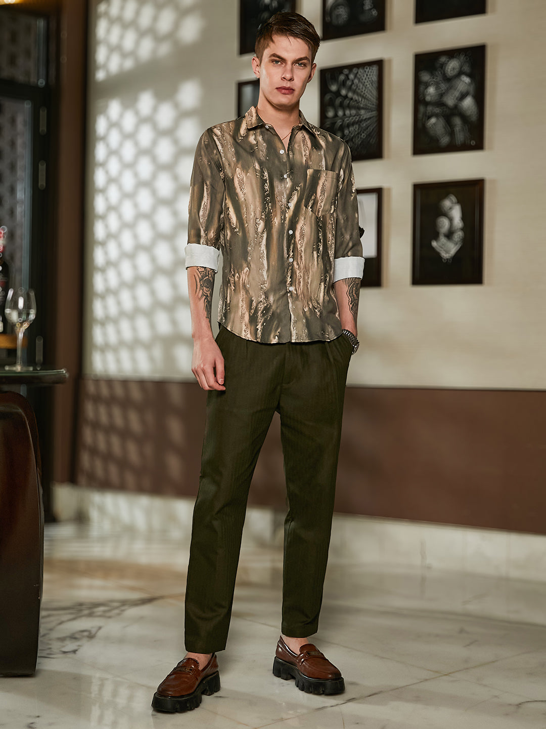 Men Pickle Green Earthy Oversized Shirt