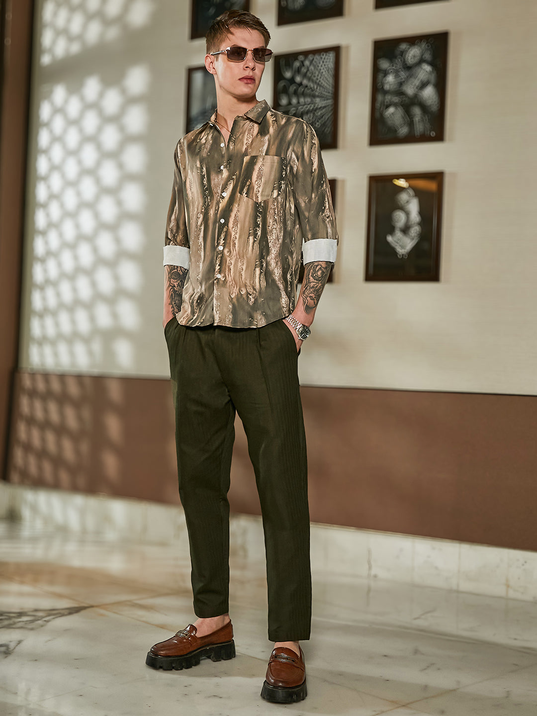 Men Pickle Green Earthy Oversized Shirt