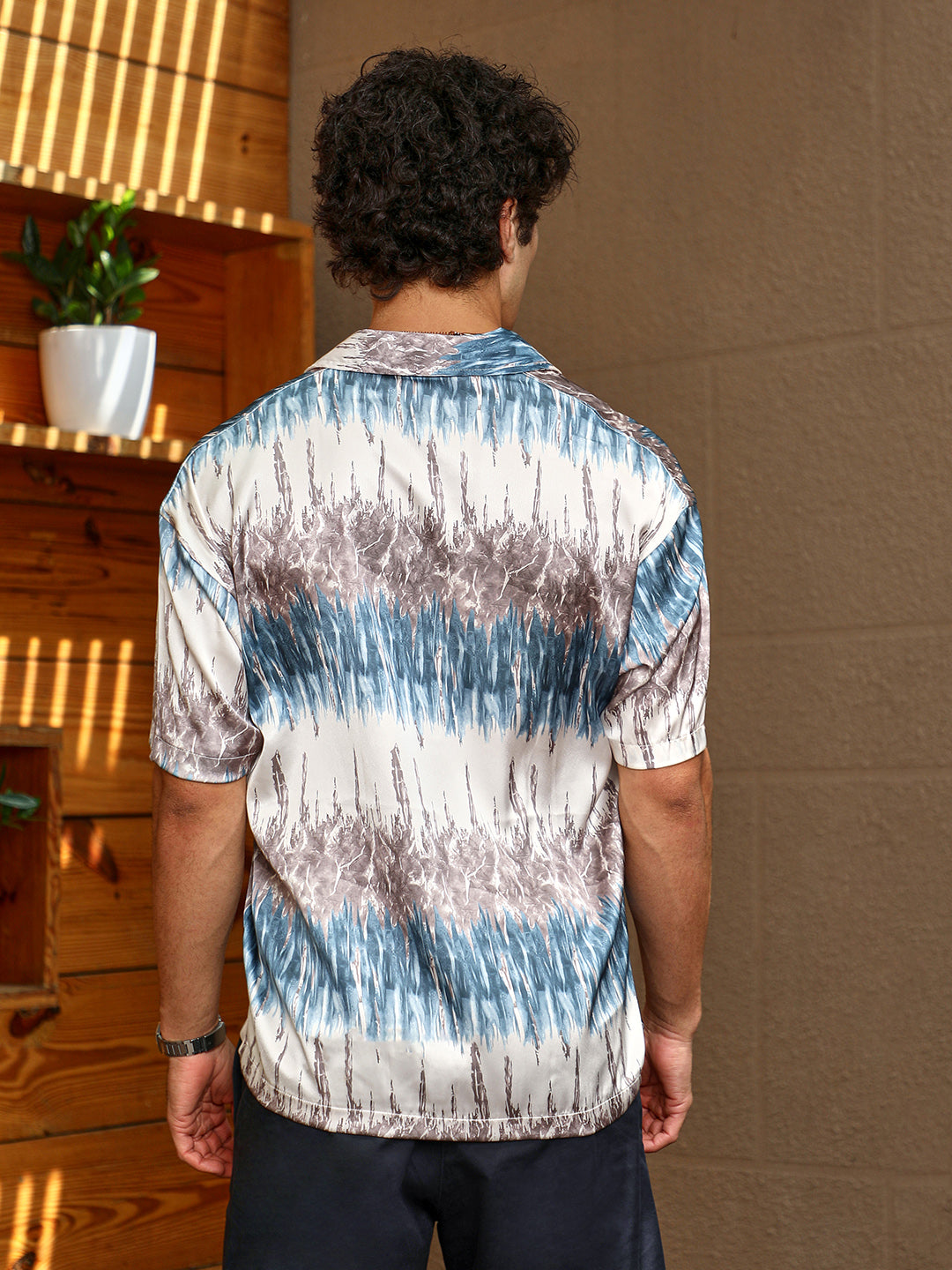 Men Satin Regular Printed Shirt