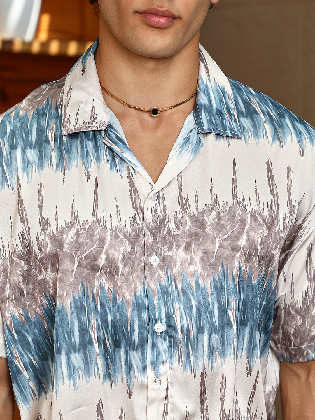 Men Satin Regular Printed Shirt