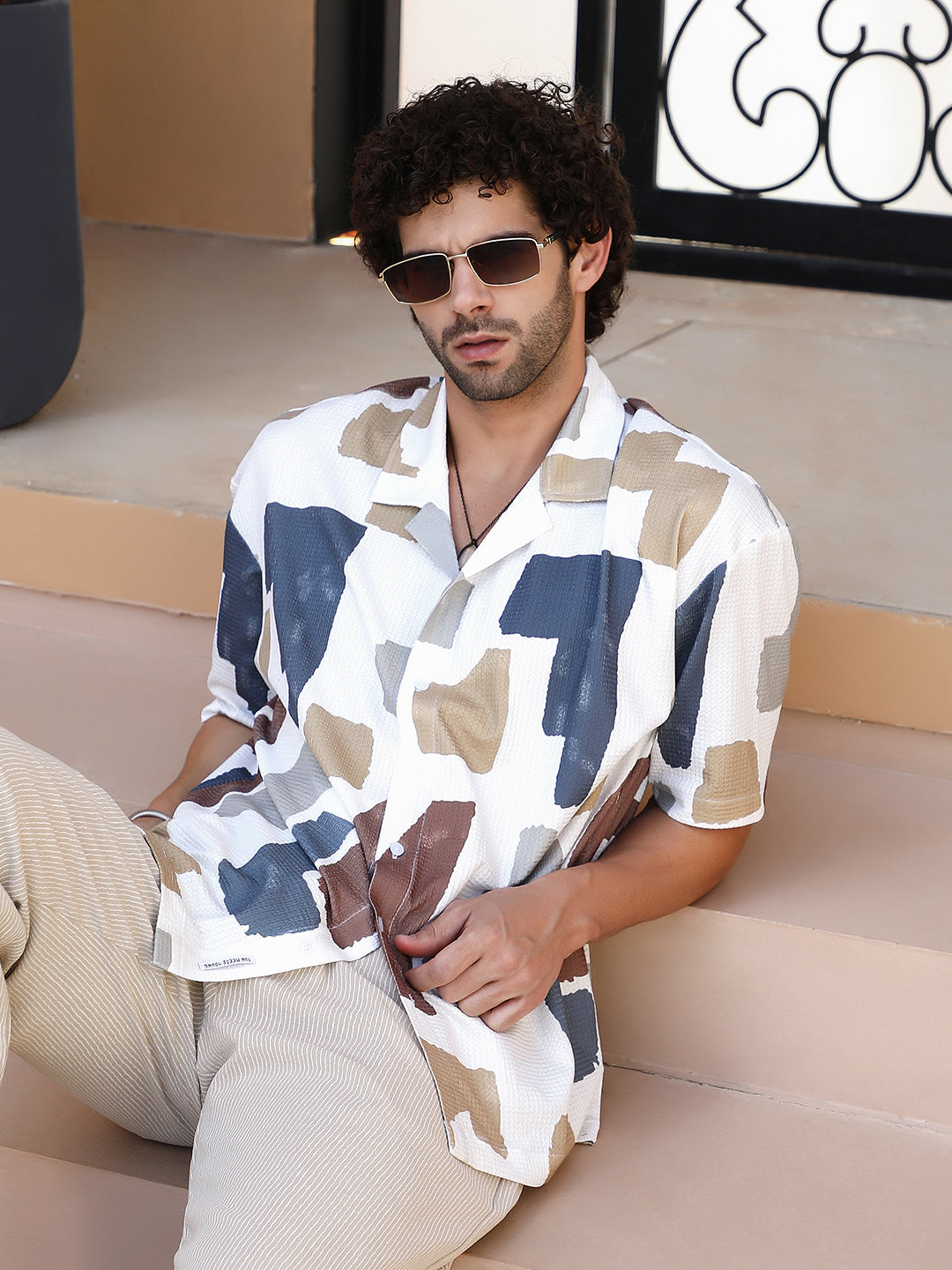 Men Multicolour Bristle-Chaos Oversized Shirt