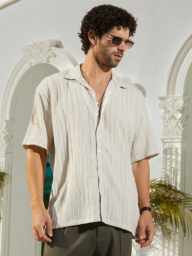 Men Saltbox Beige Crumble-Revival Oversized Shirt